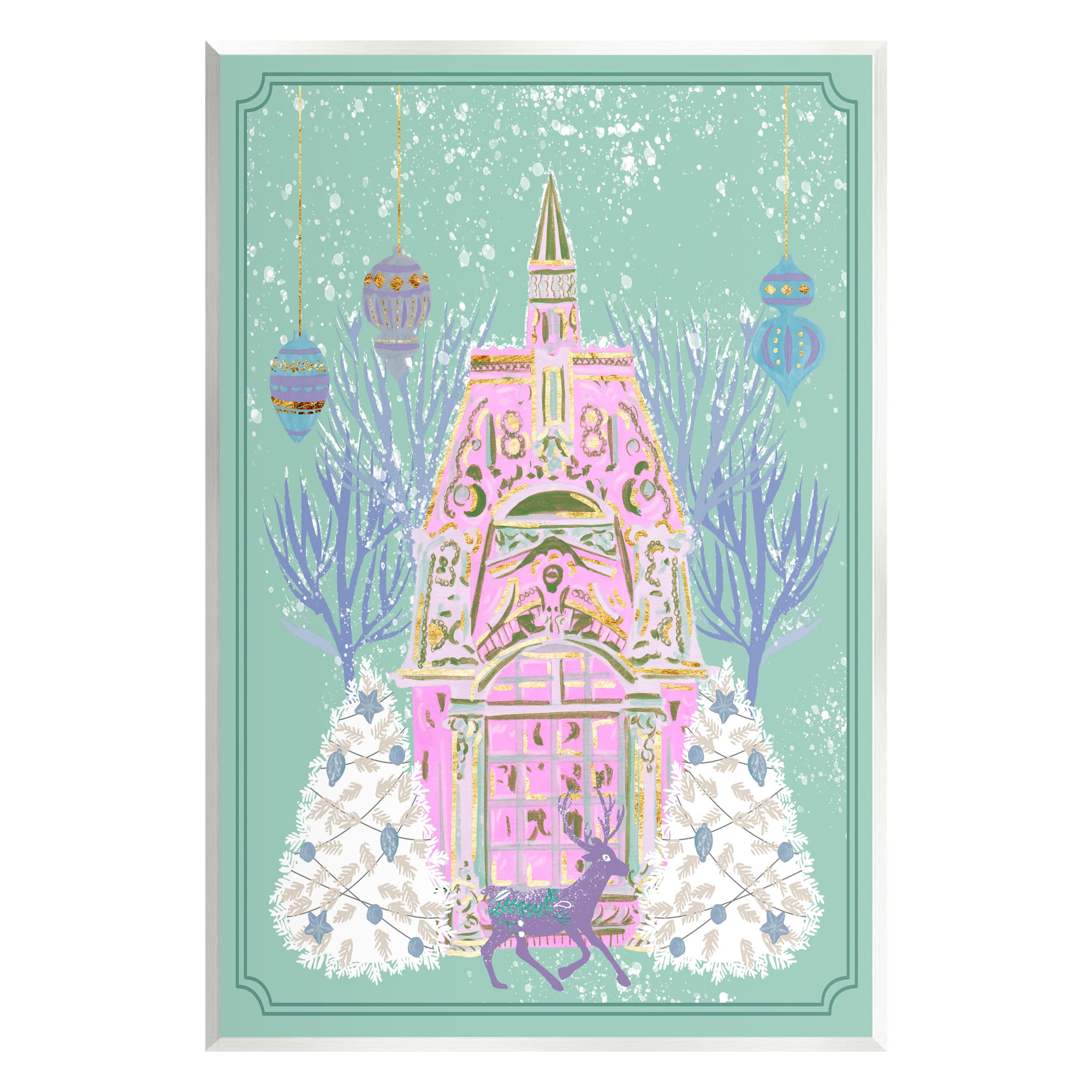 Stupell Industries Pastel Holiday Snowy Architecture Wall Plaque Art