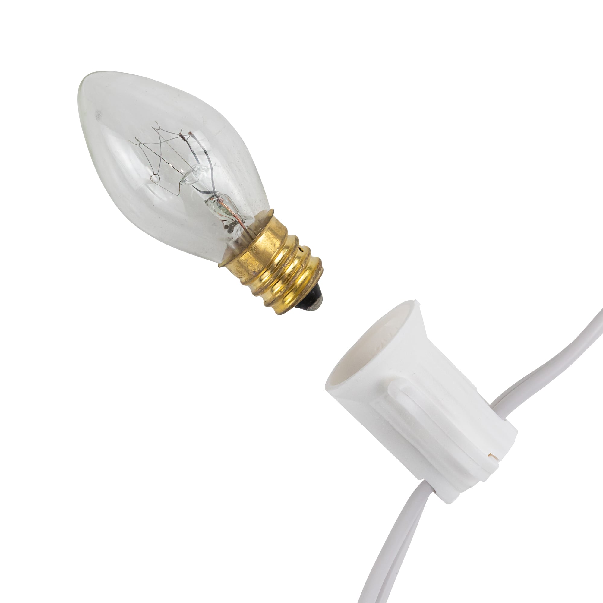 25 Count Clear C7 Christmas Lights  24ft White Wire
