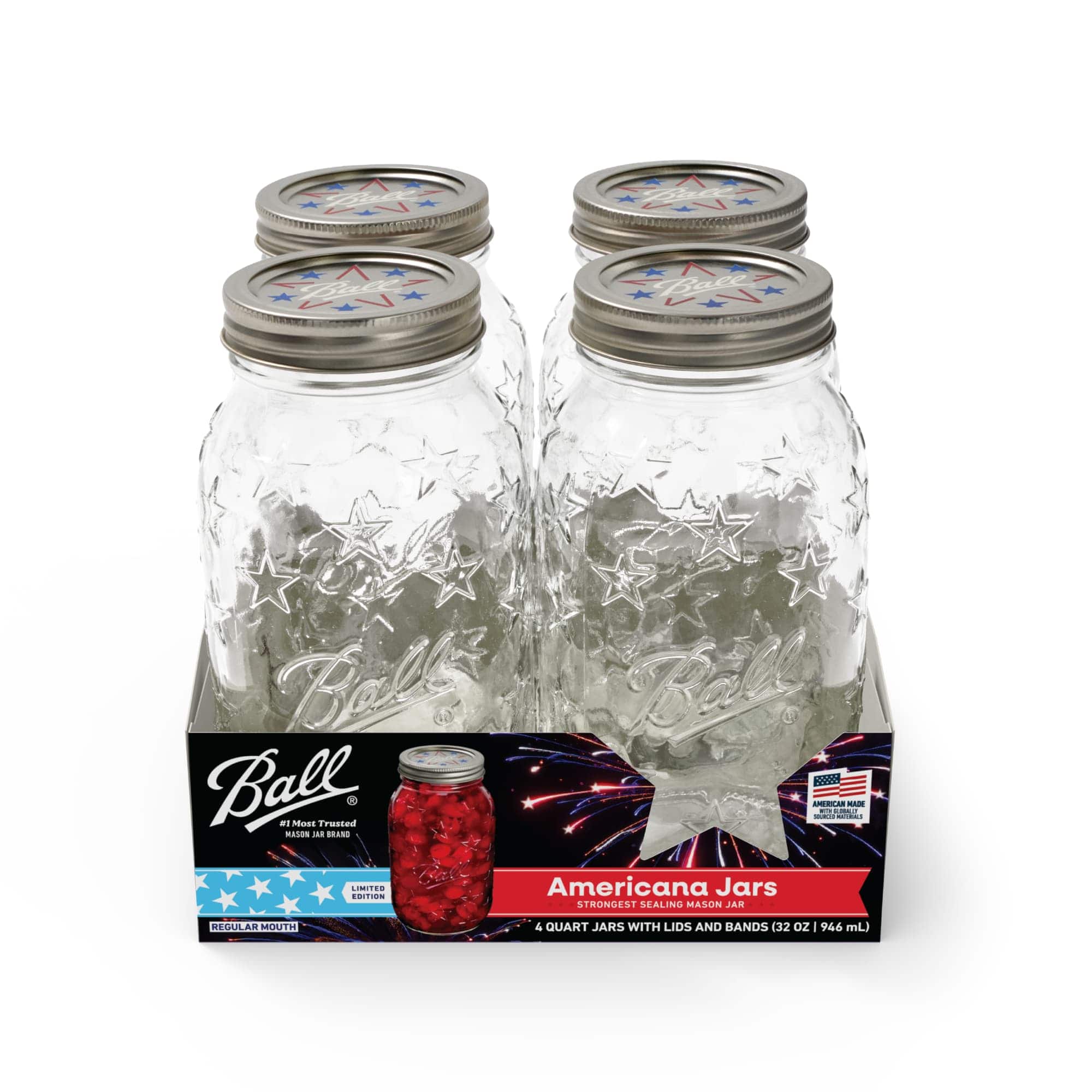 Ball® 32oz. Regular Mouth Americana Jar, 4ct.