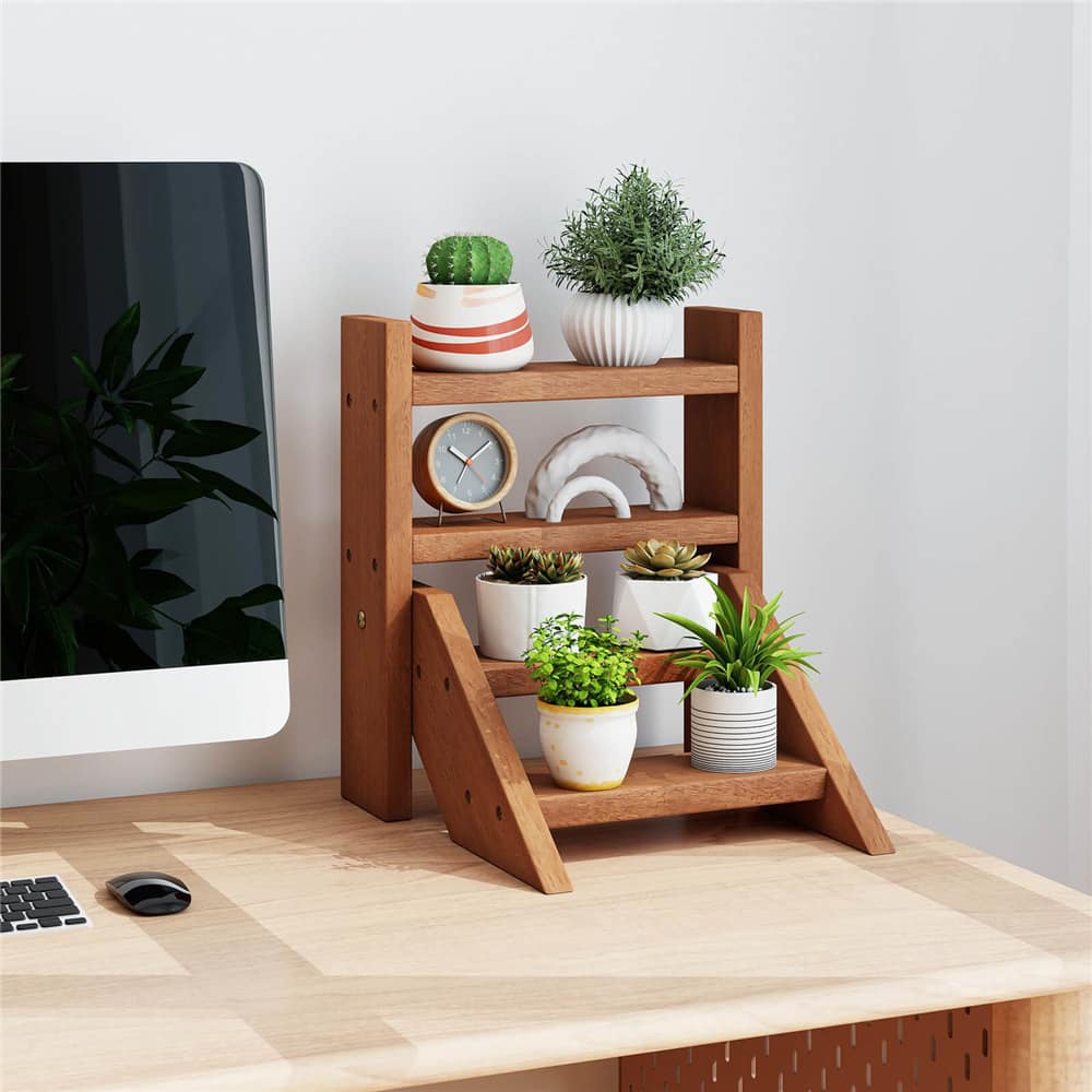 Costway 4-Tier Wooden Plant Stand for Multiple Succulents Patio