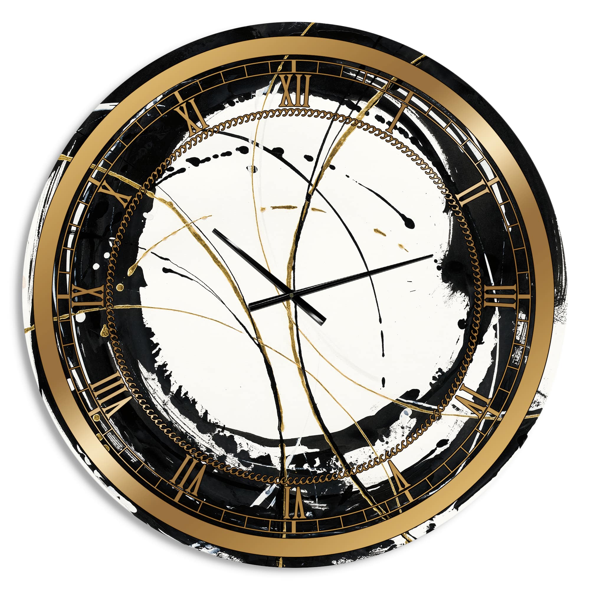 Designart 'Gold Metallic Circle Glam Wall Clock