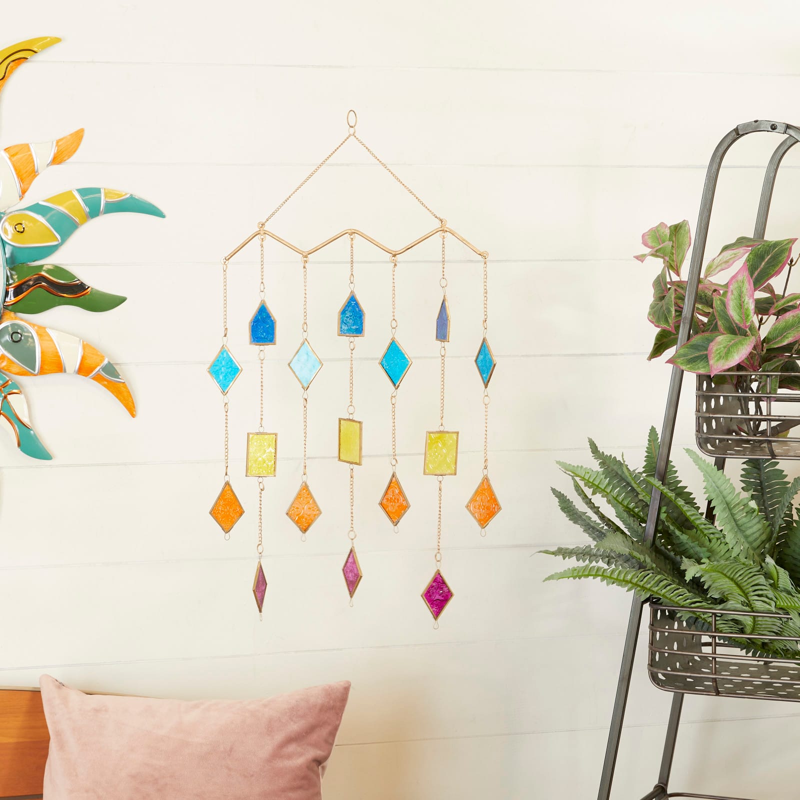Multi Metal Contemporary Windchime, 29" x 17" x 2"