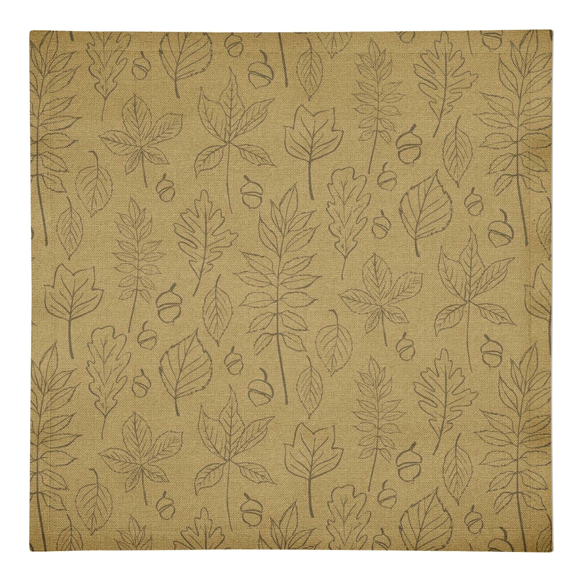 Mustard Yellow Leaf Pattern Cotton Twill Napkin