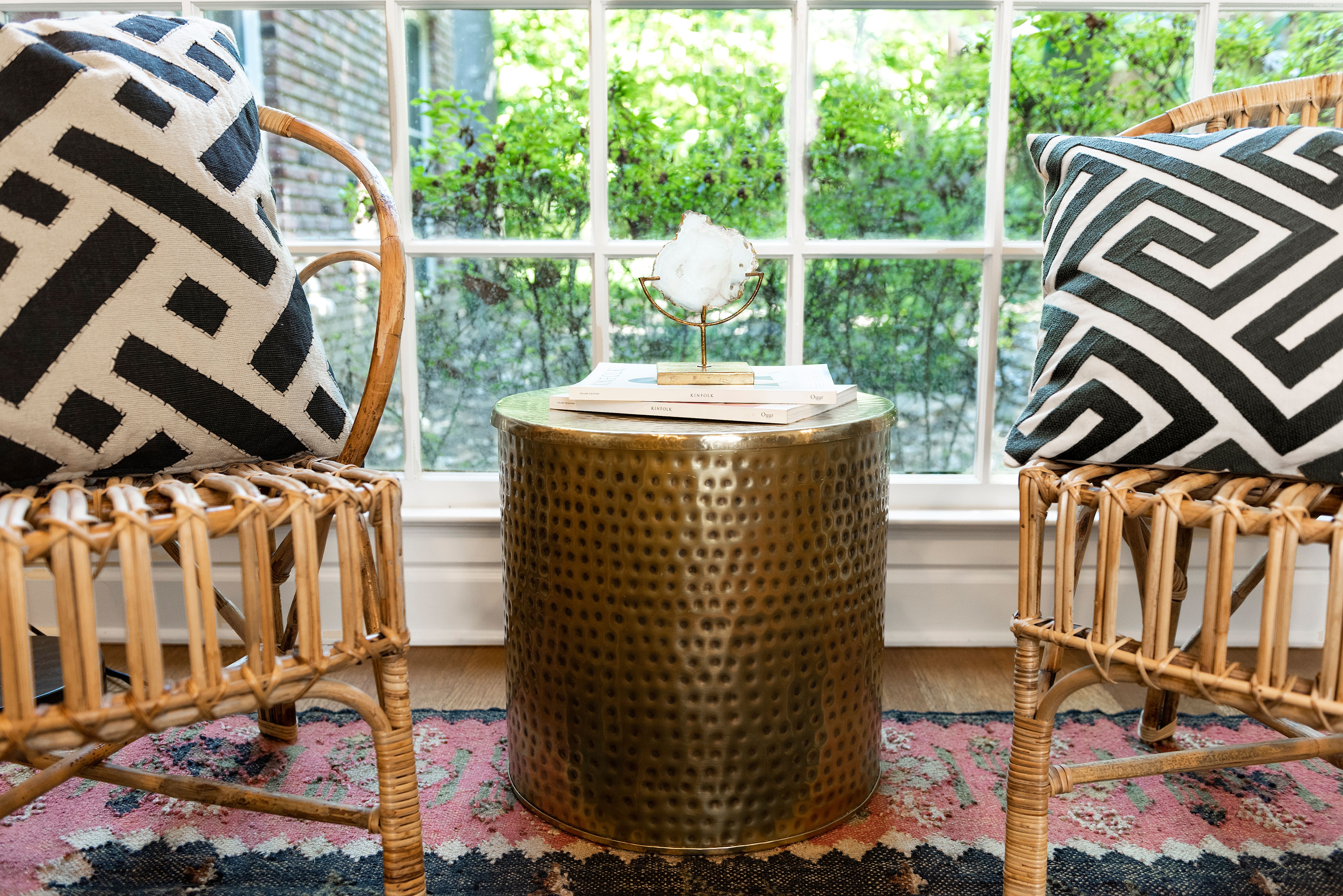 Hello Honey® 17" Gold Boho Hammered Metal Drum Table or Planter with Lid