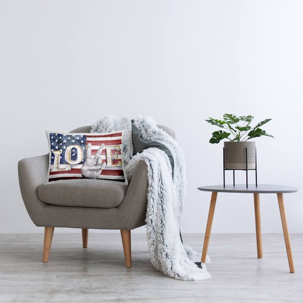 Stupell Industries Americana Love Flag, Americana Love Flag Decorative Printed Throw Pillow