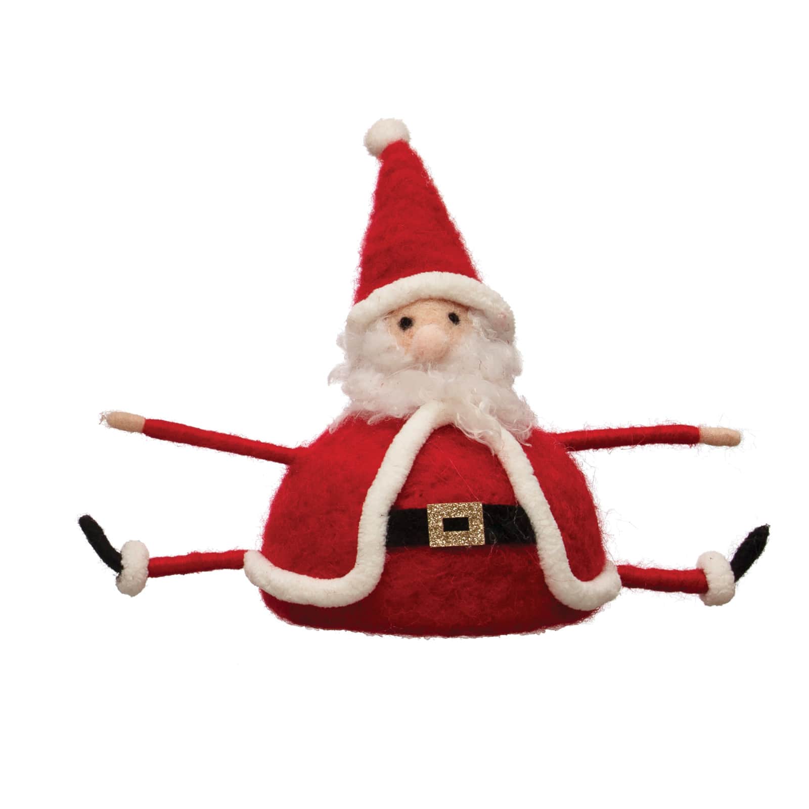 Hello Honey® 7.75" Red & White Wool Felt Sitting Santa