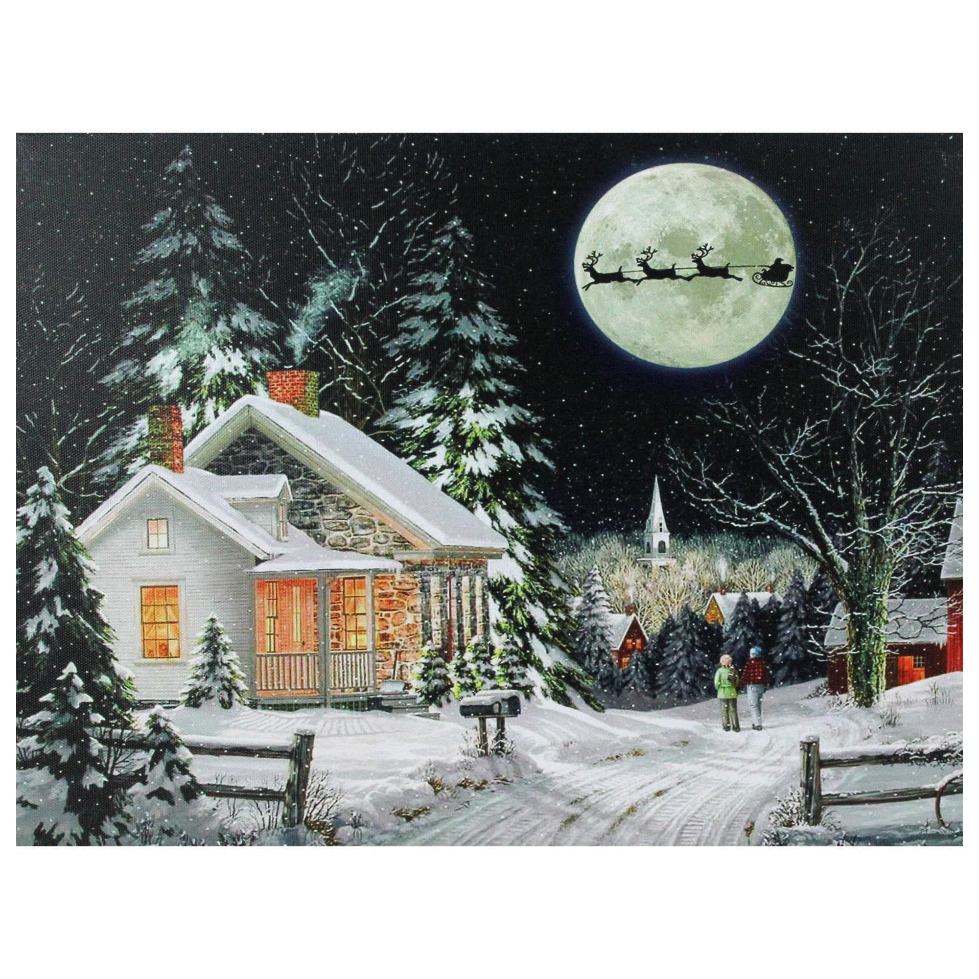 LED Lighted Santa Claus Coming To Town Christmas Wall Art