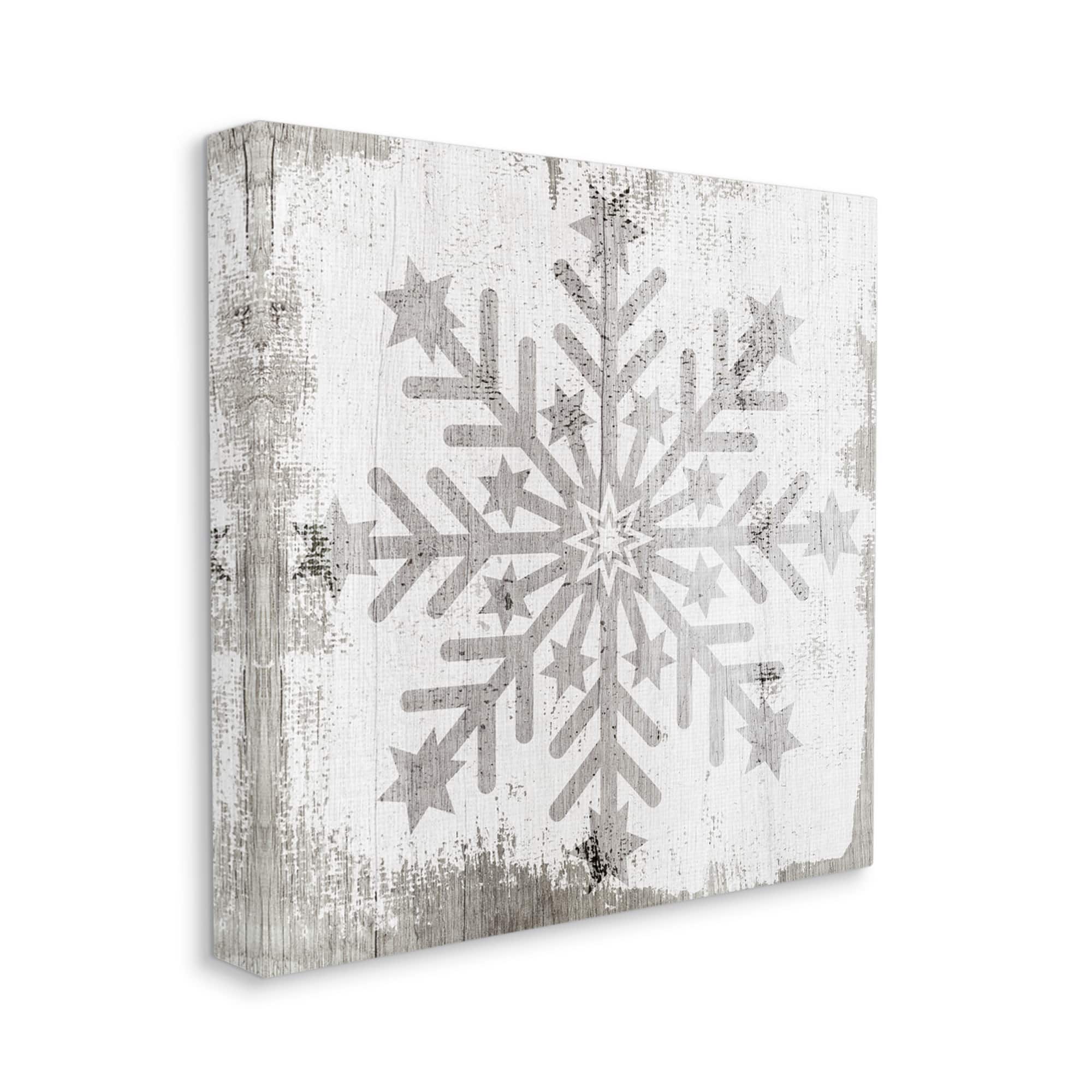 Stupell Industries Winter Snowflake Weathered Pattern Canvas Wall Art