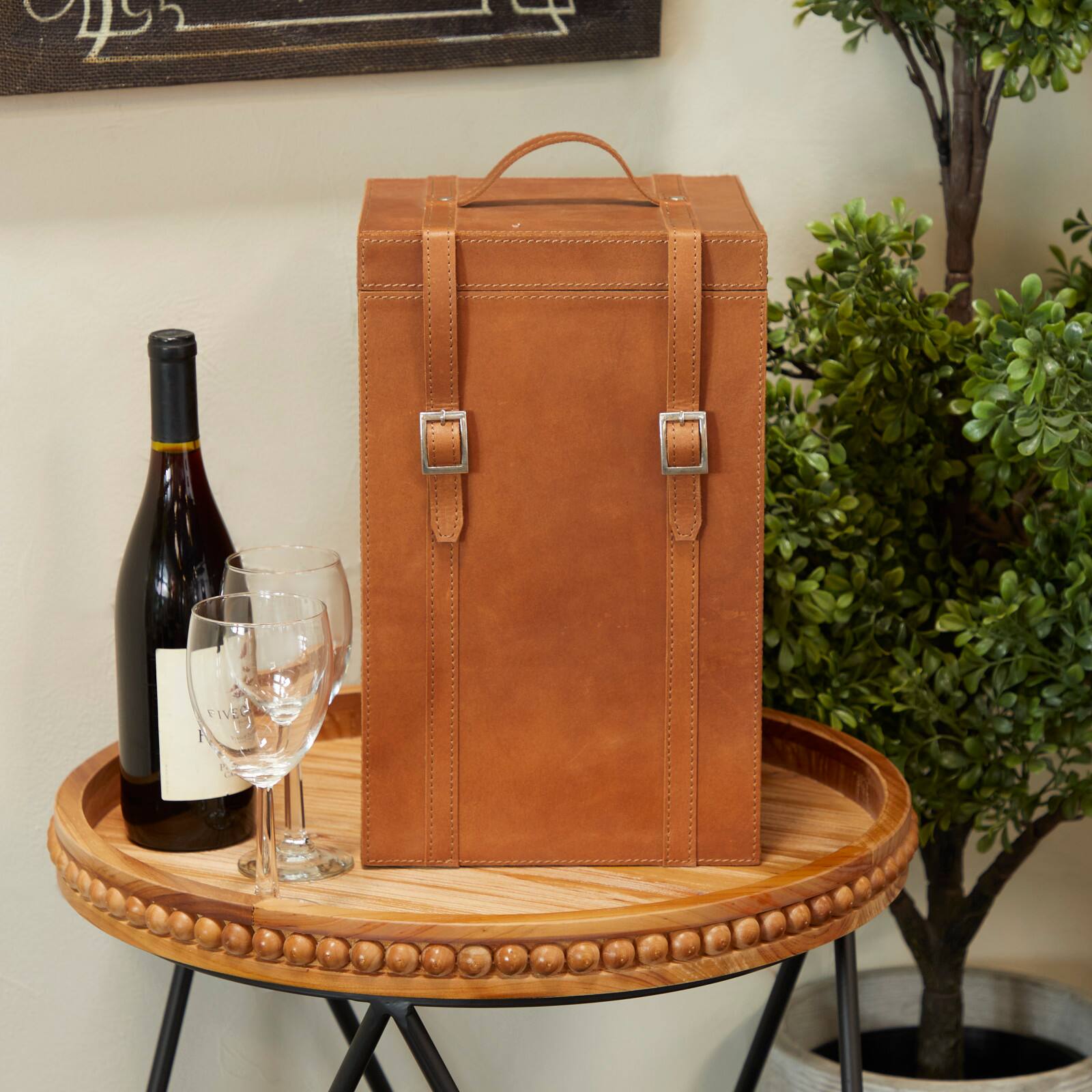 Tan Modern Wine Holder, 9" x 10" x 16"