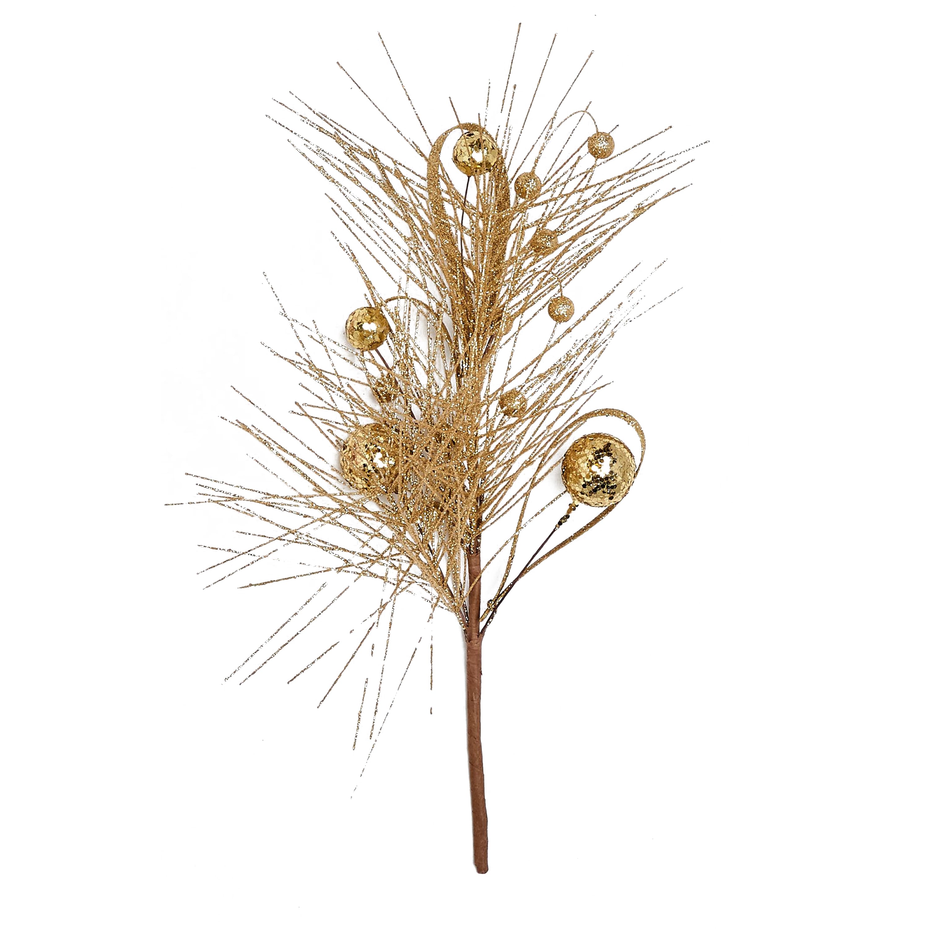 14" Christmas Glitter Pine & Ball Picks