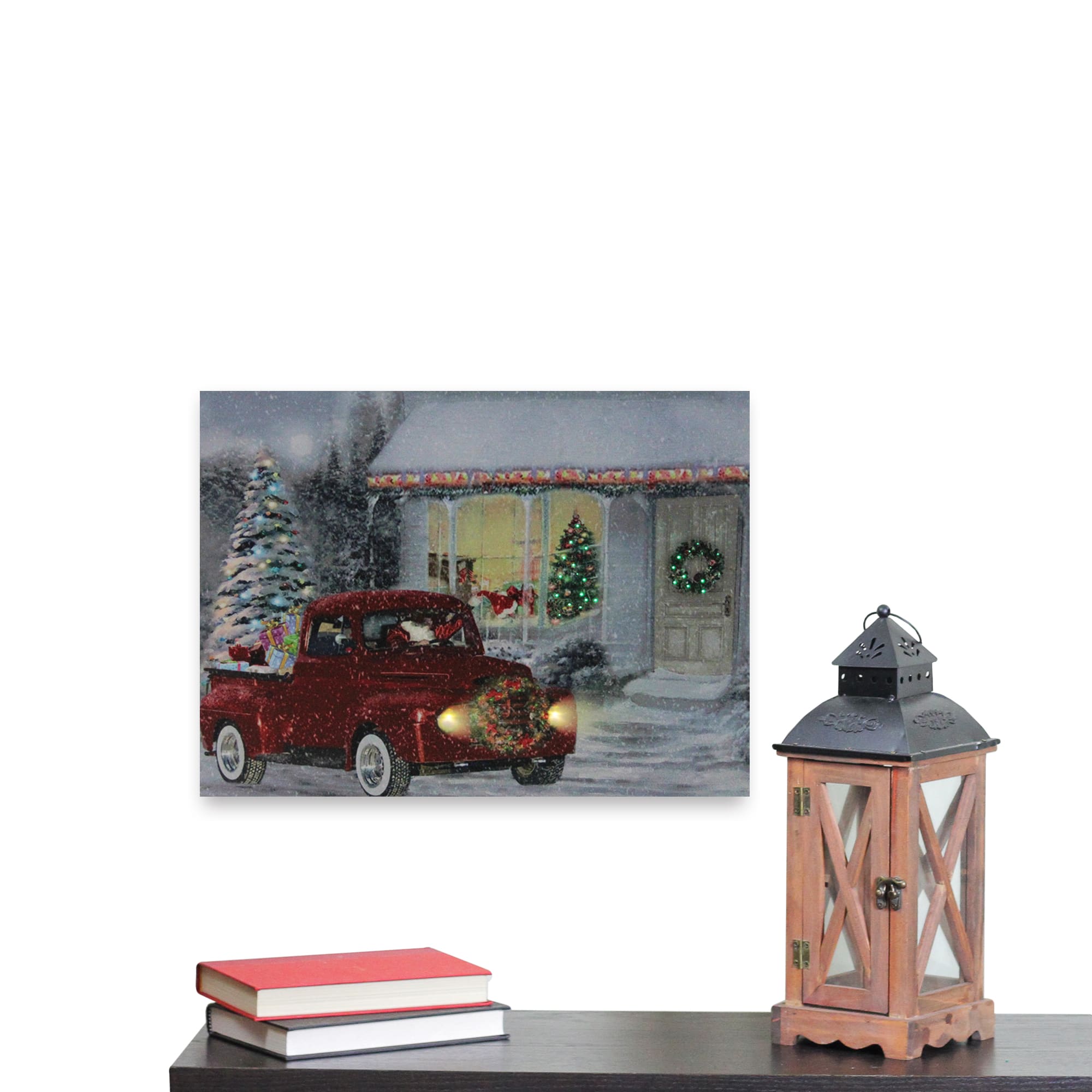 LED Fiber Optic Retro Red Truck Christmas Wall Art