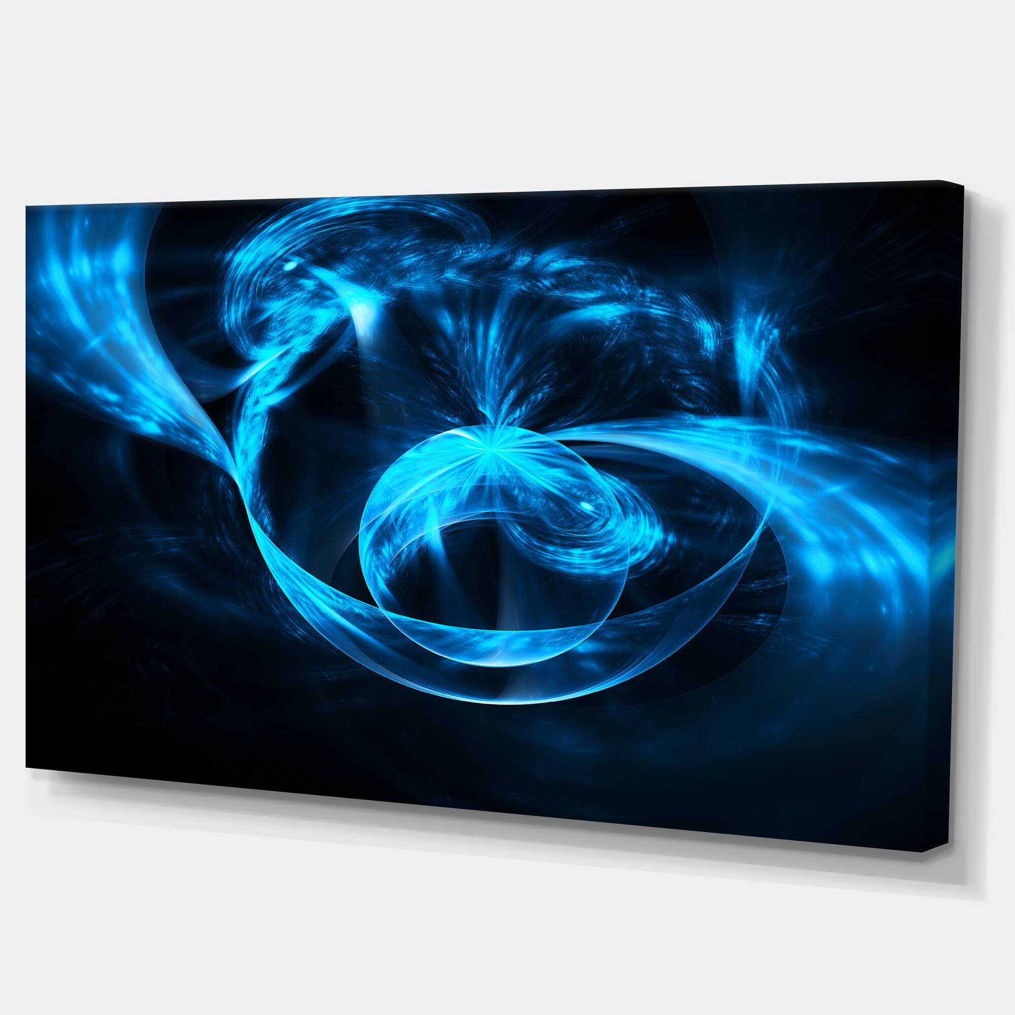 Designart - Fractal 3D Circled Blue Waves - Contemporary Canvas Art Print