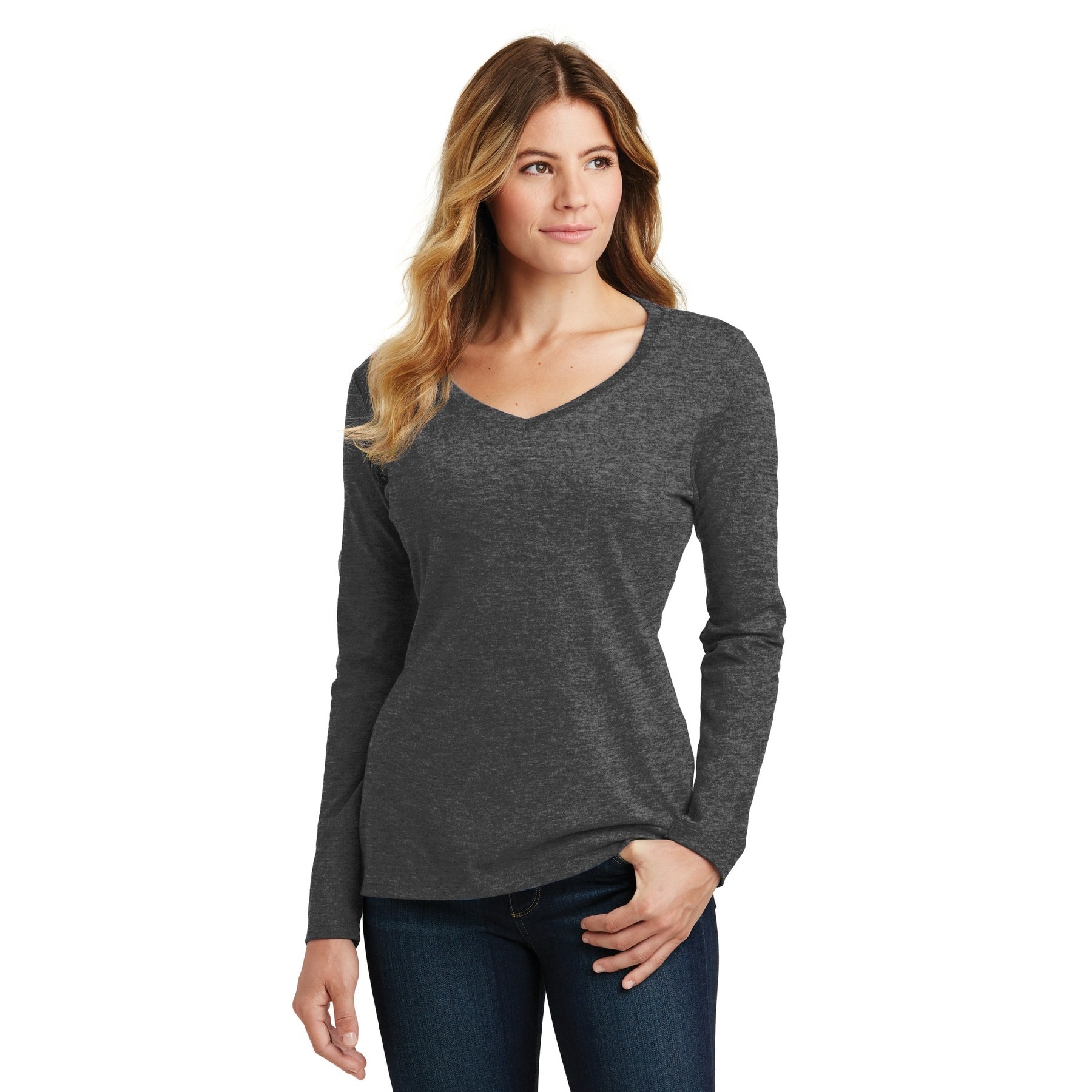 Port & Company® Fan Favorite™ Ladies Long Sleeve V-Neck T-Shirt