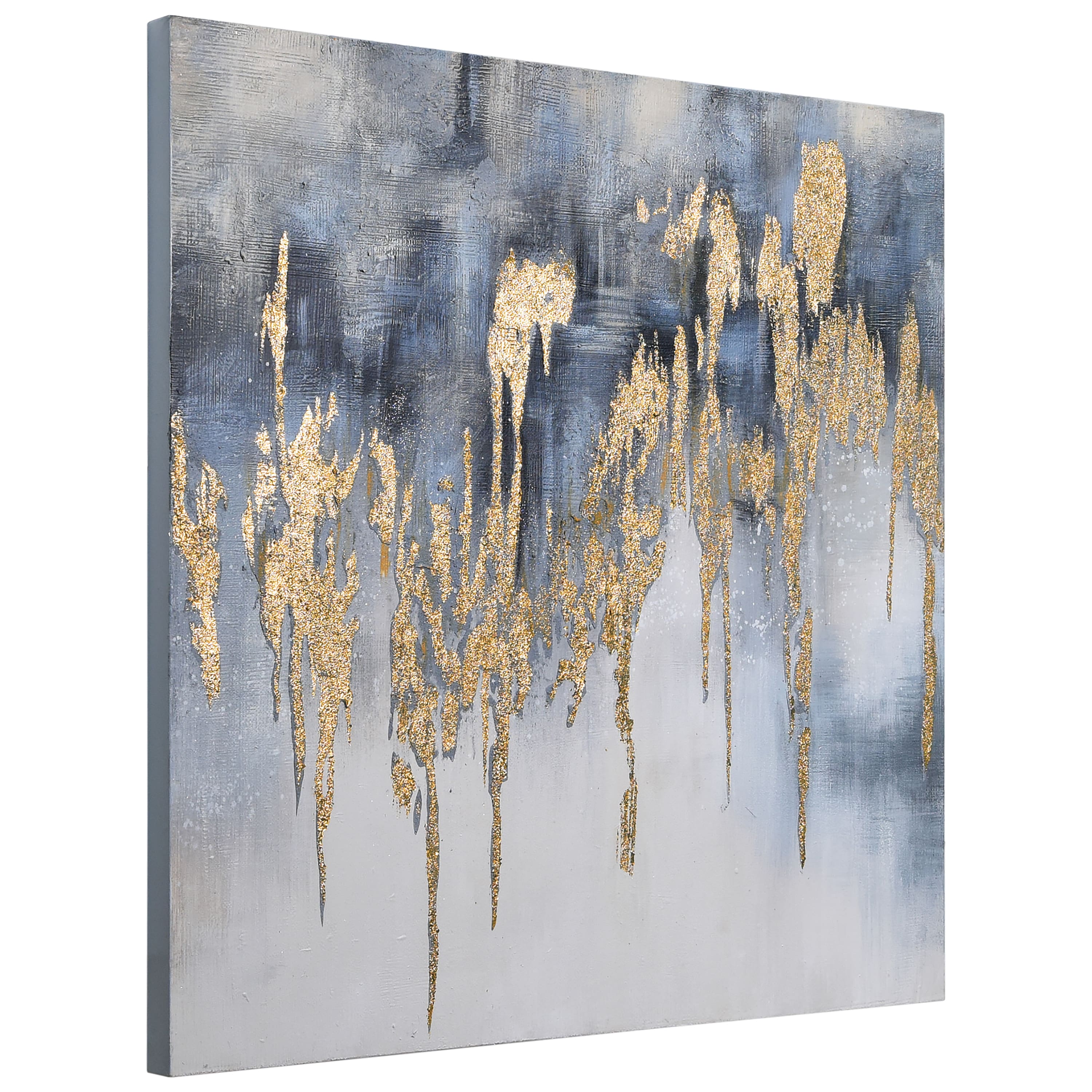 Empire Art Direct 36" x 36" Lighting 2 Textured & Glitter with Gold Foil Hand Painted Canvas Wall Art