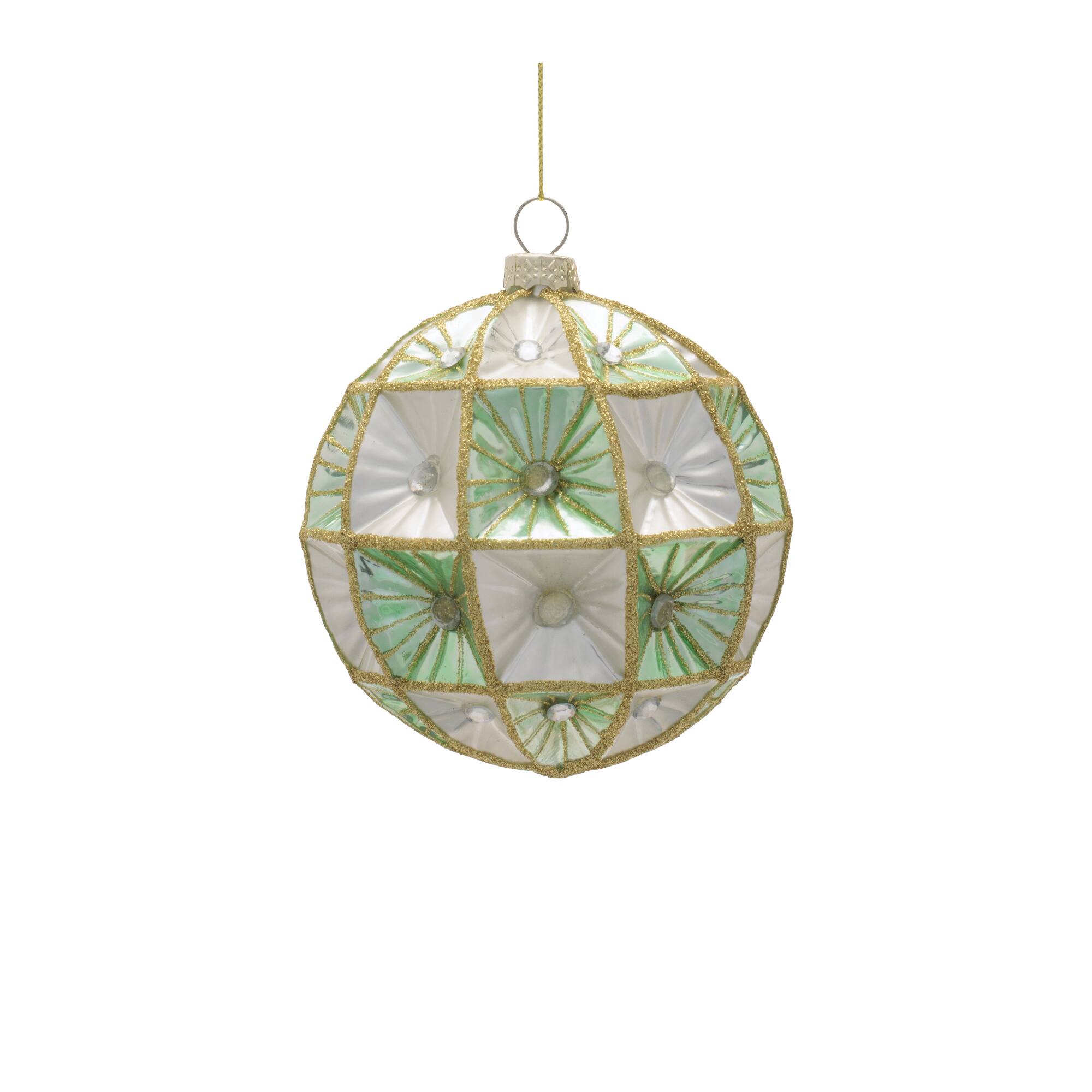 Melrose Green & Silver Glass Ornament Set