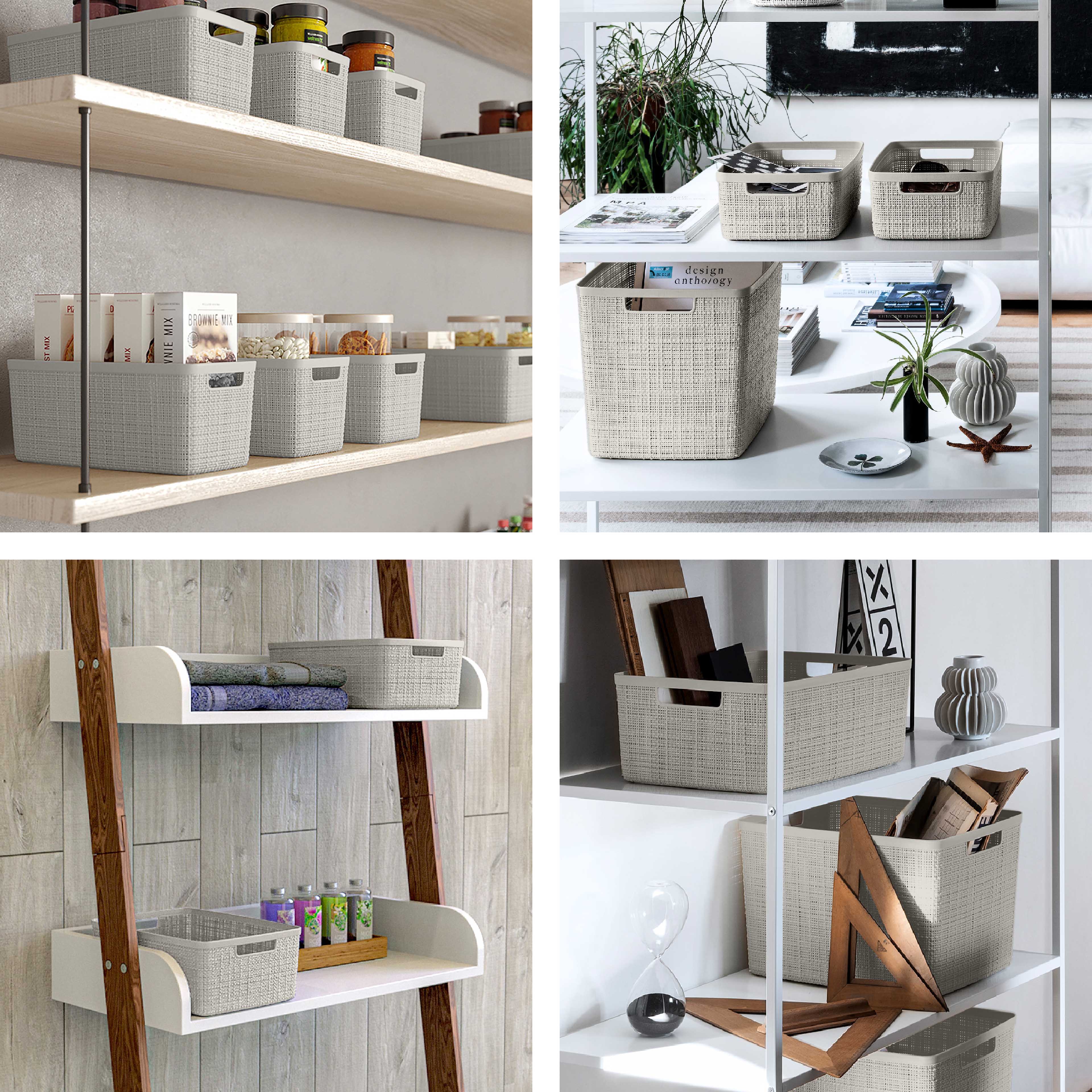 Curver® Jute Cream Plastic Storage Basket Organizer