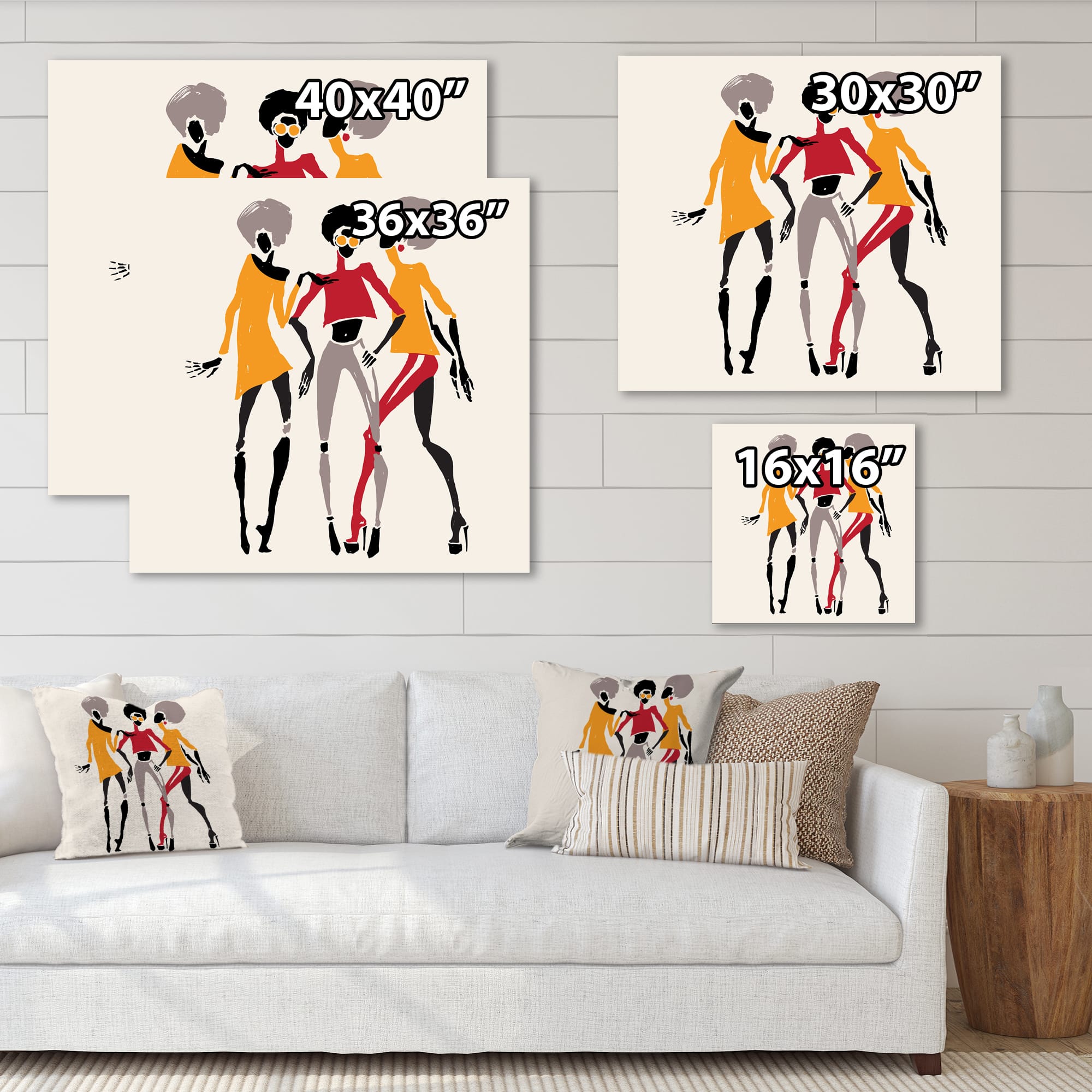 Designart - African American Women Silhouettes II - Modern Canvas Wall Art Print