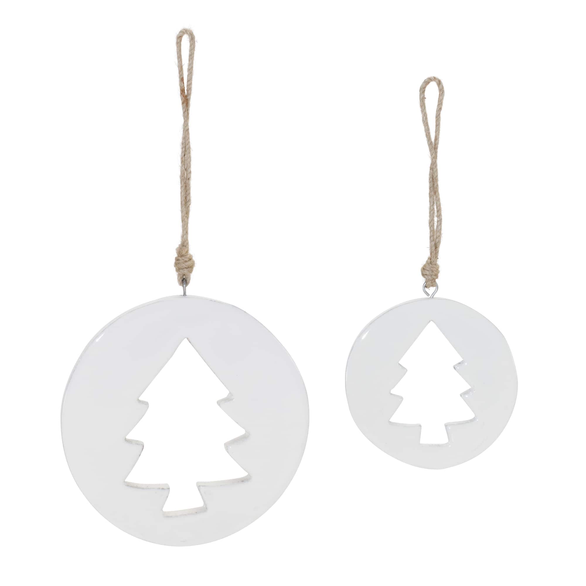 Wood Pine Tree Cut-Out Ornaments Set