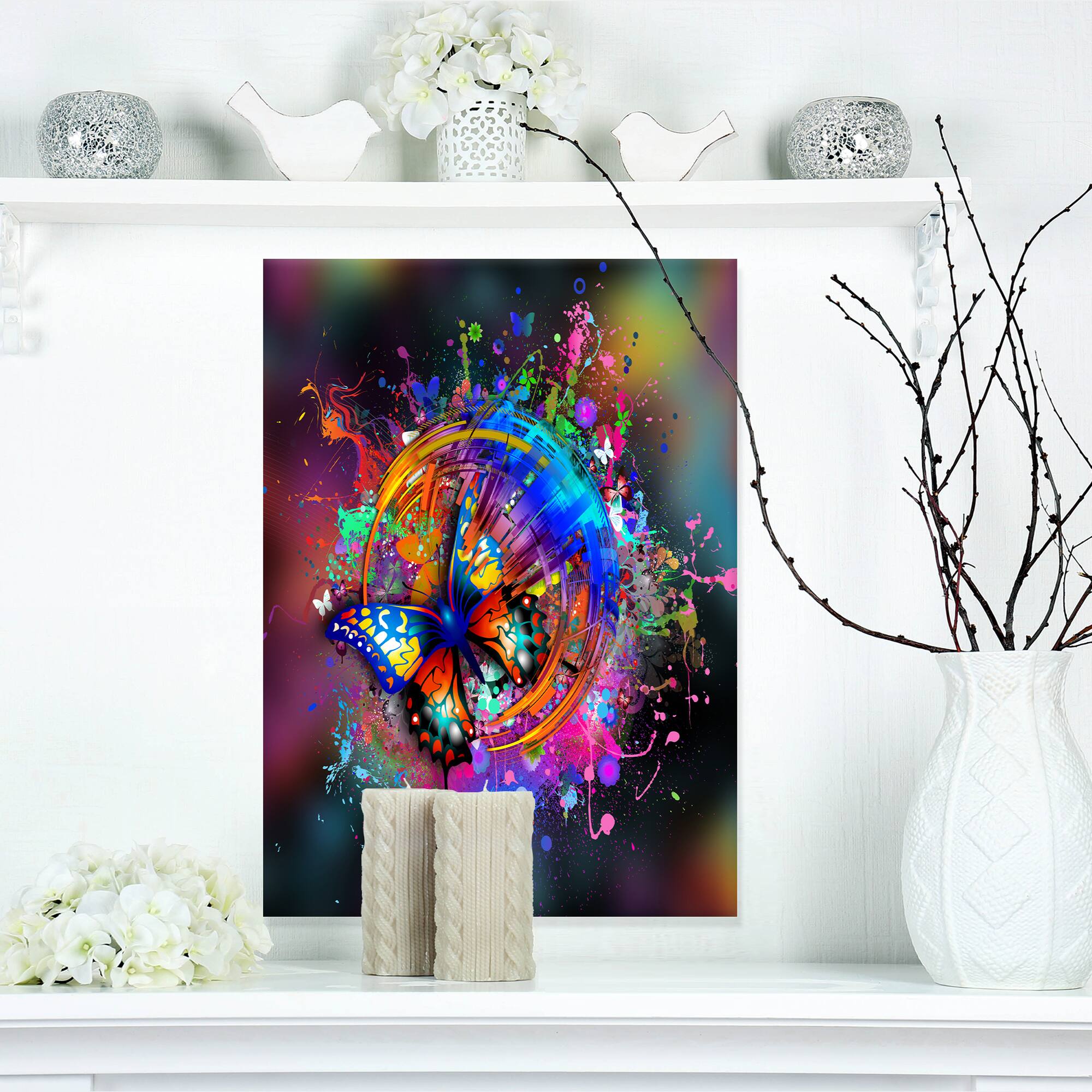 Designart - Butterfly over Abstract Background