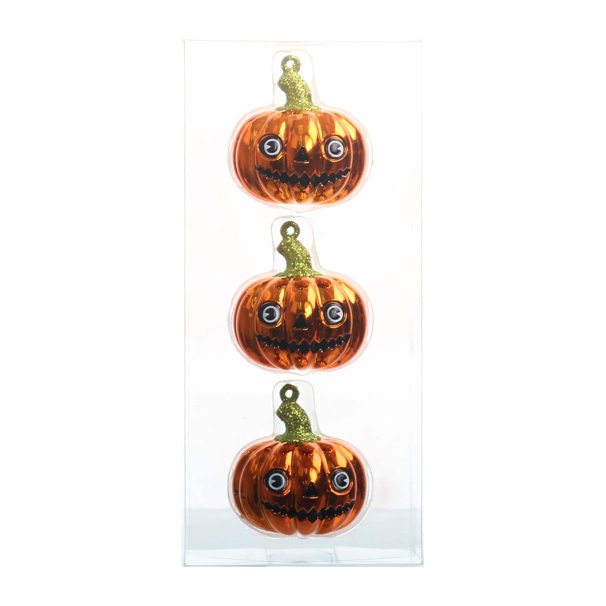3 Pack 60mm Glitter Jack-o'-Lantern Shatterproof Ornaments by Ashland®