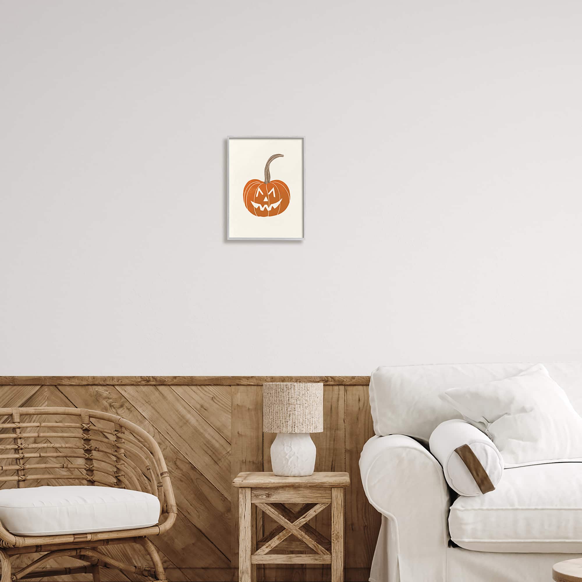 Stupell Industries Casual Jack-o-Lantern Smile Framed Giclee Art