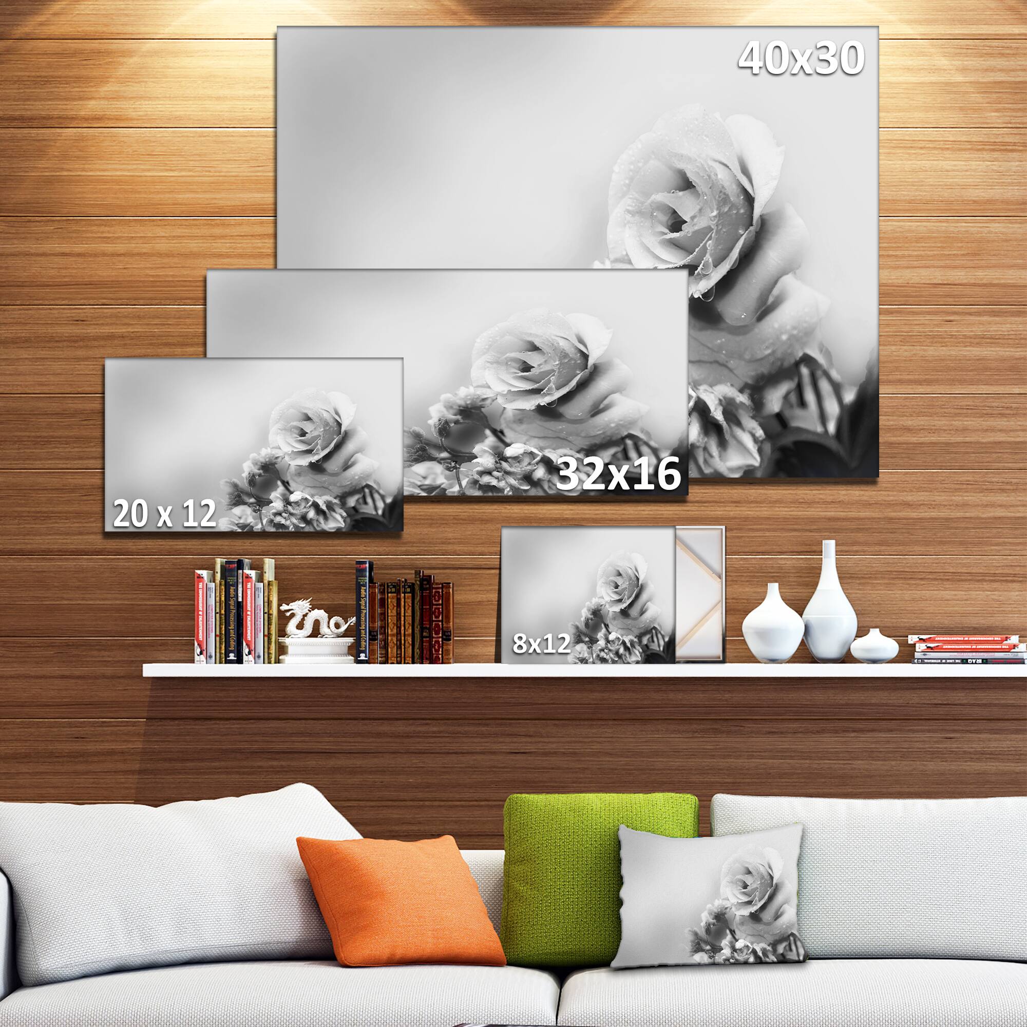 Designart - Black and White Rose in Spring