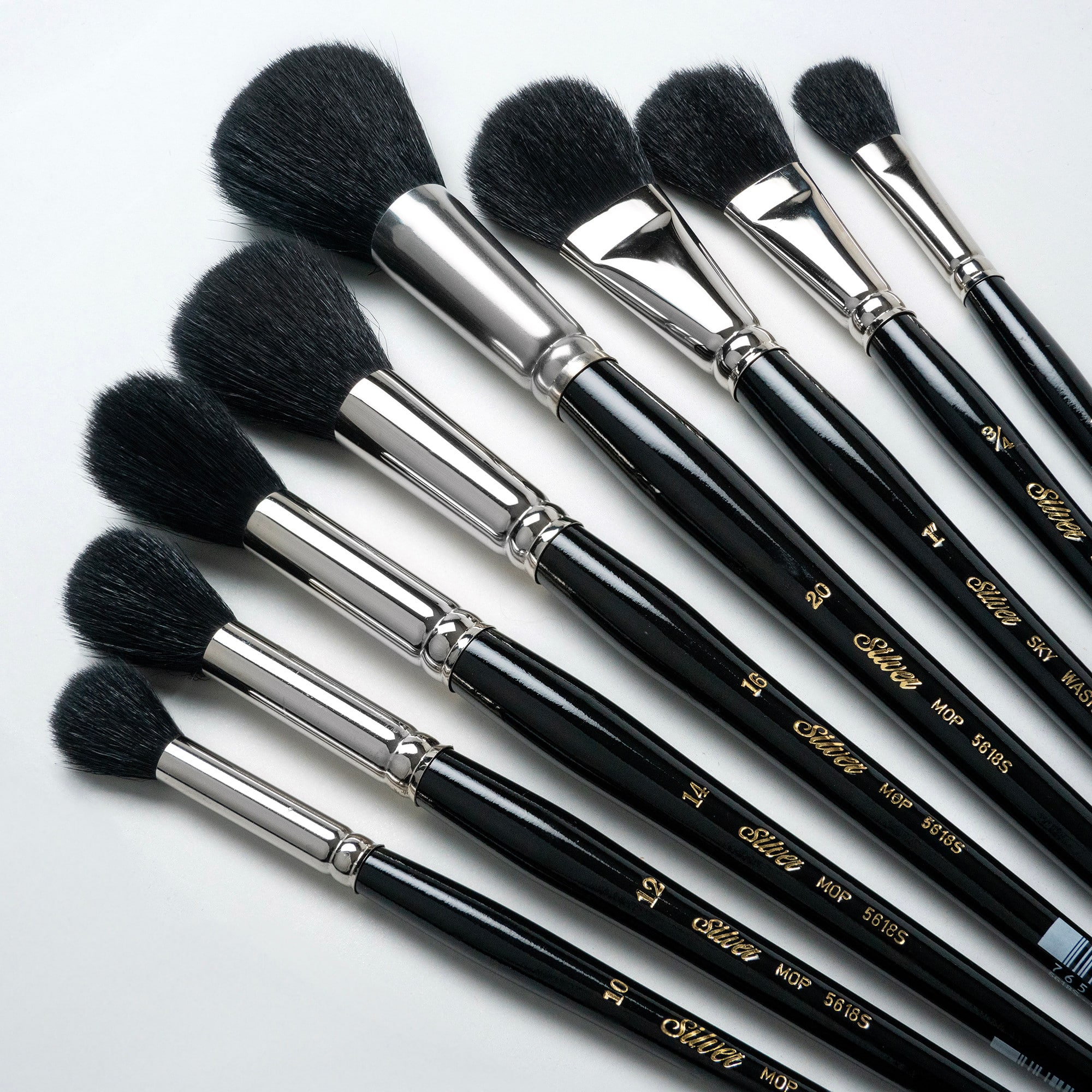 Silver Brush Limited Silver Mops™ 8 Piece Round and Oval Black Brush Set