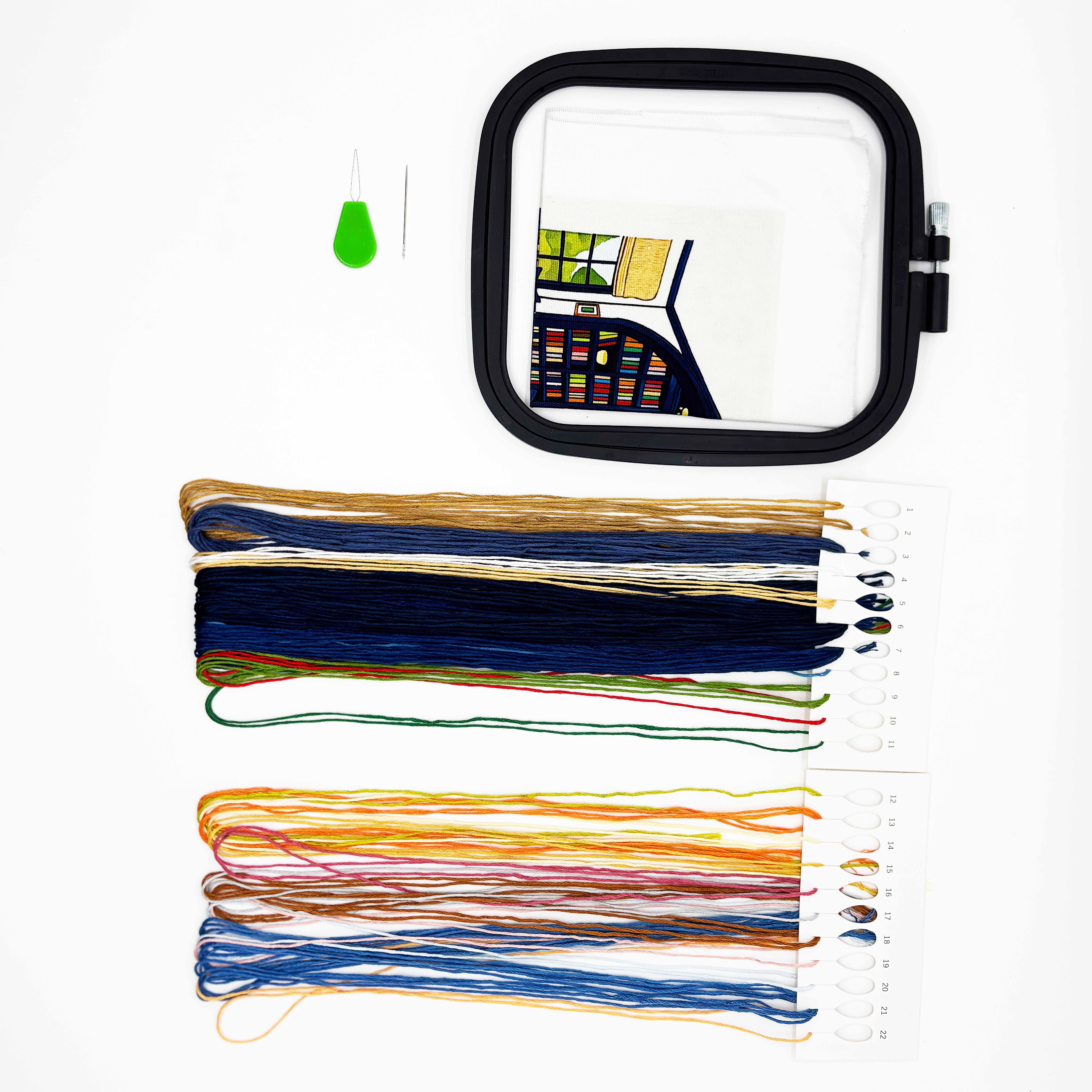 8.07" x 7.09" Embellished Blue Book Nook Embroidery Kit by Loops & Threads®