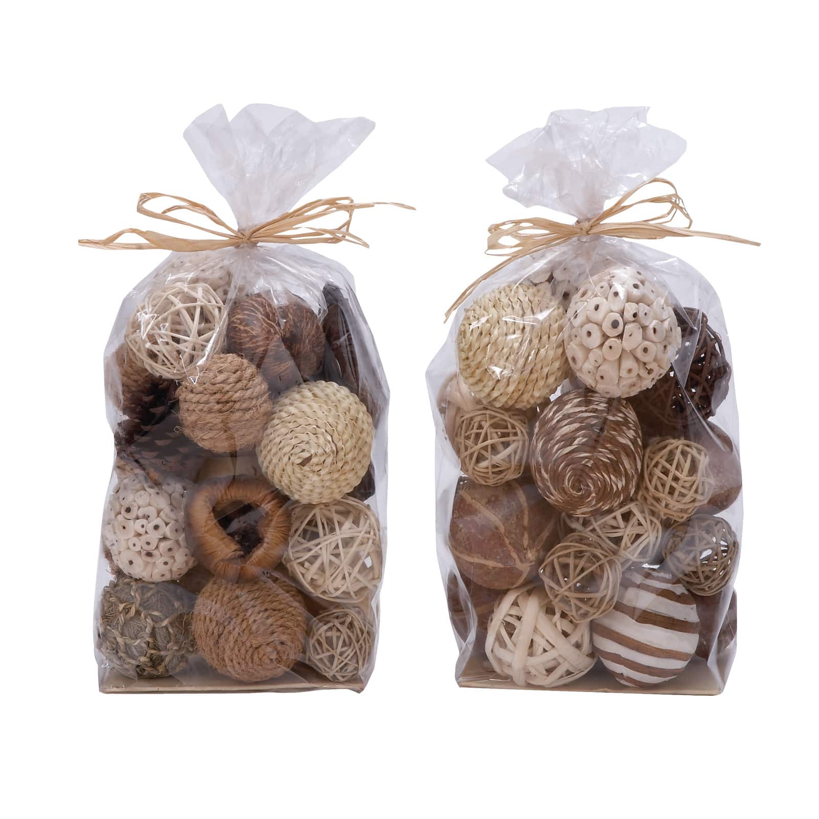 Natural Brown Dried Floral & Rope Orb Vase Filler, 2ct.
