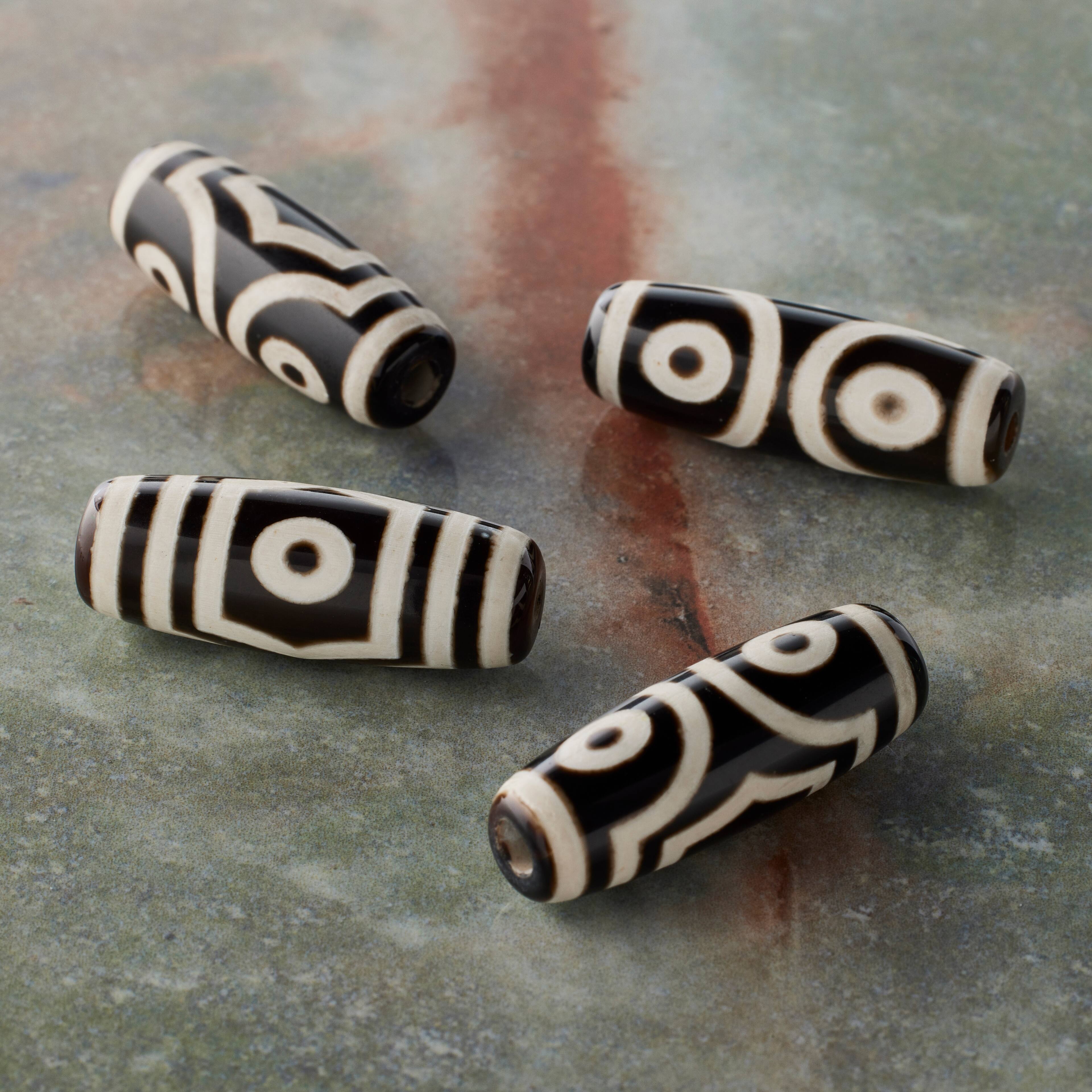 12 Packs: 4 ct. (48 total) Black & Tan Agate Tube Beads, 28mm by Bead Landing™