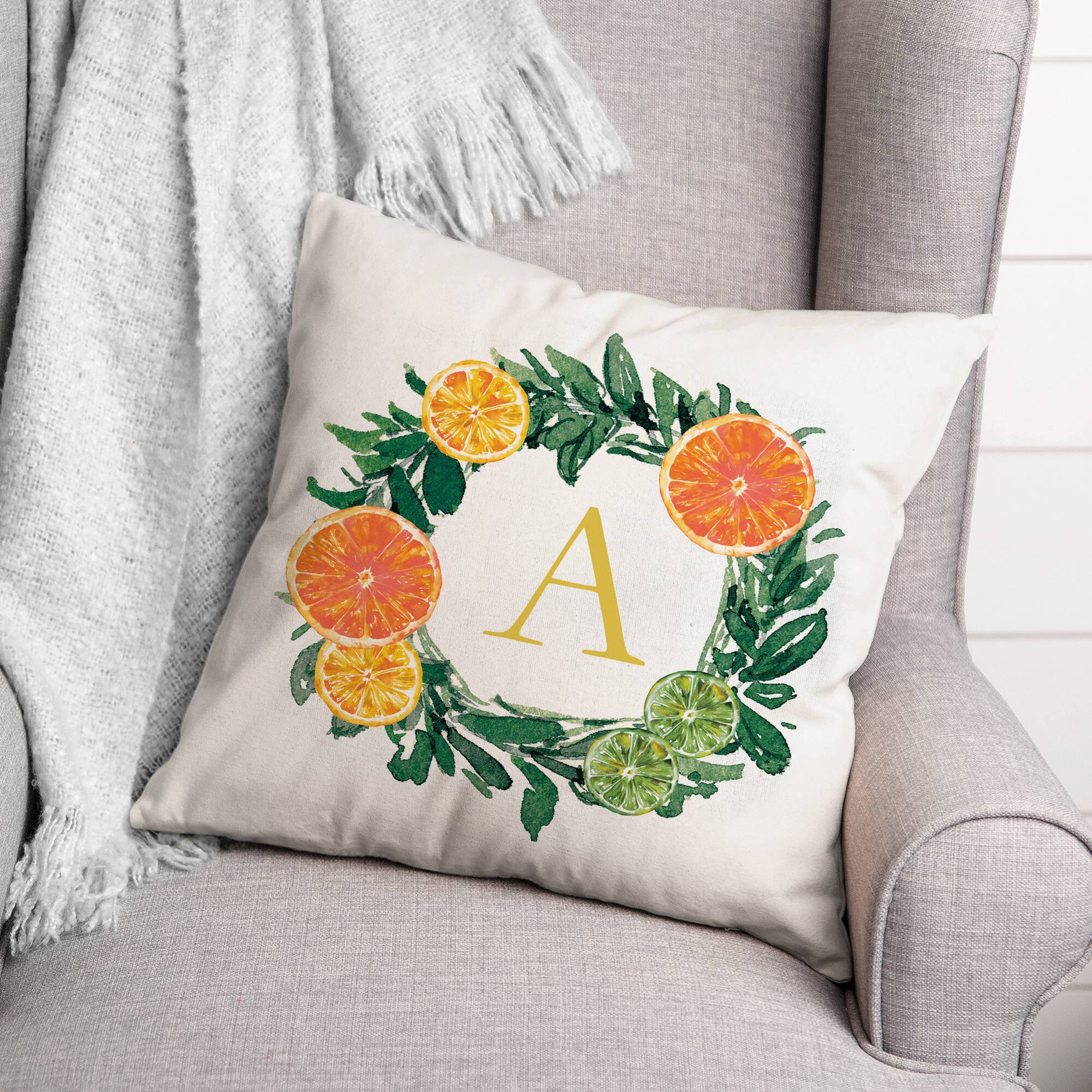 Citrus Monogram Indoor/Outdoor Pillow