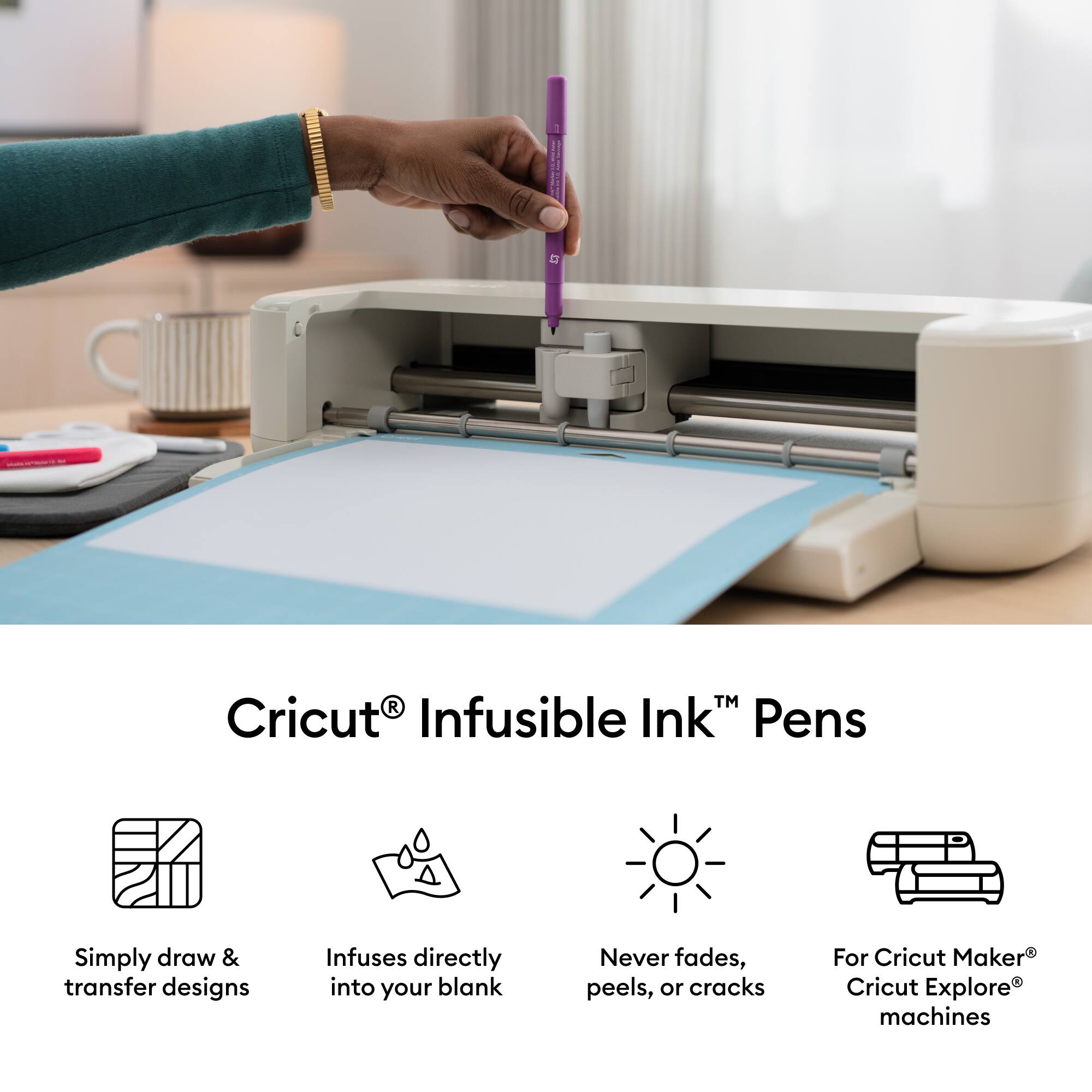 Cricut® Infusible Ink™ 1mm Basics Sampler Sublimation Pens, 3ct. with Adapter
