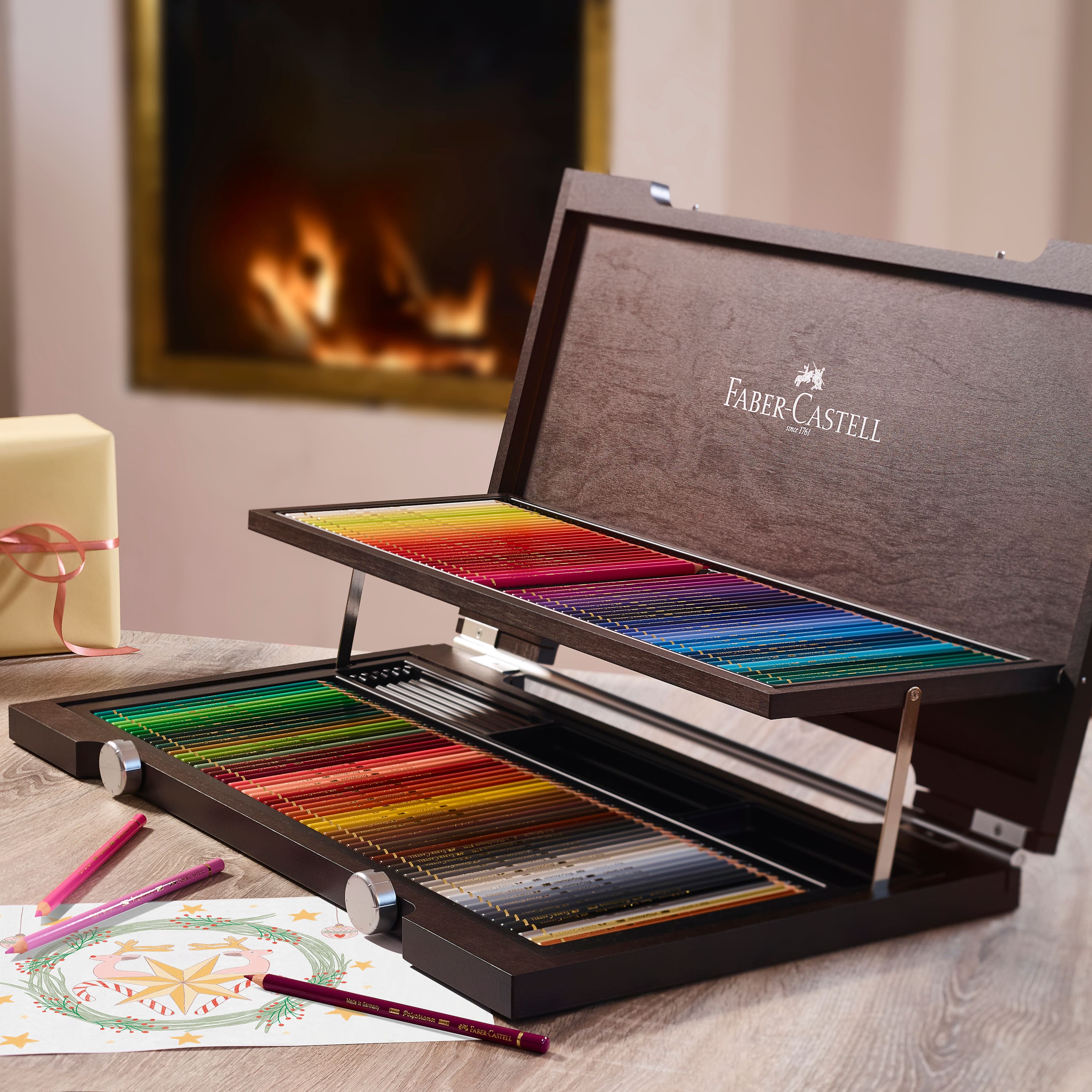 Faber-Castell Polychromos 120 Color Colored Pencil Set in Wood Case