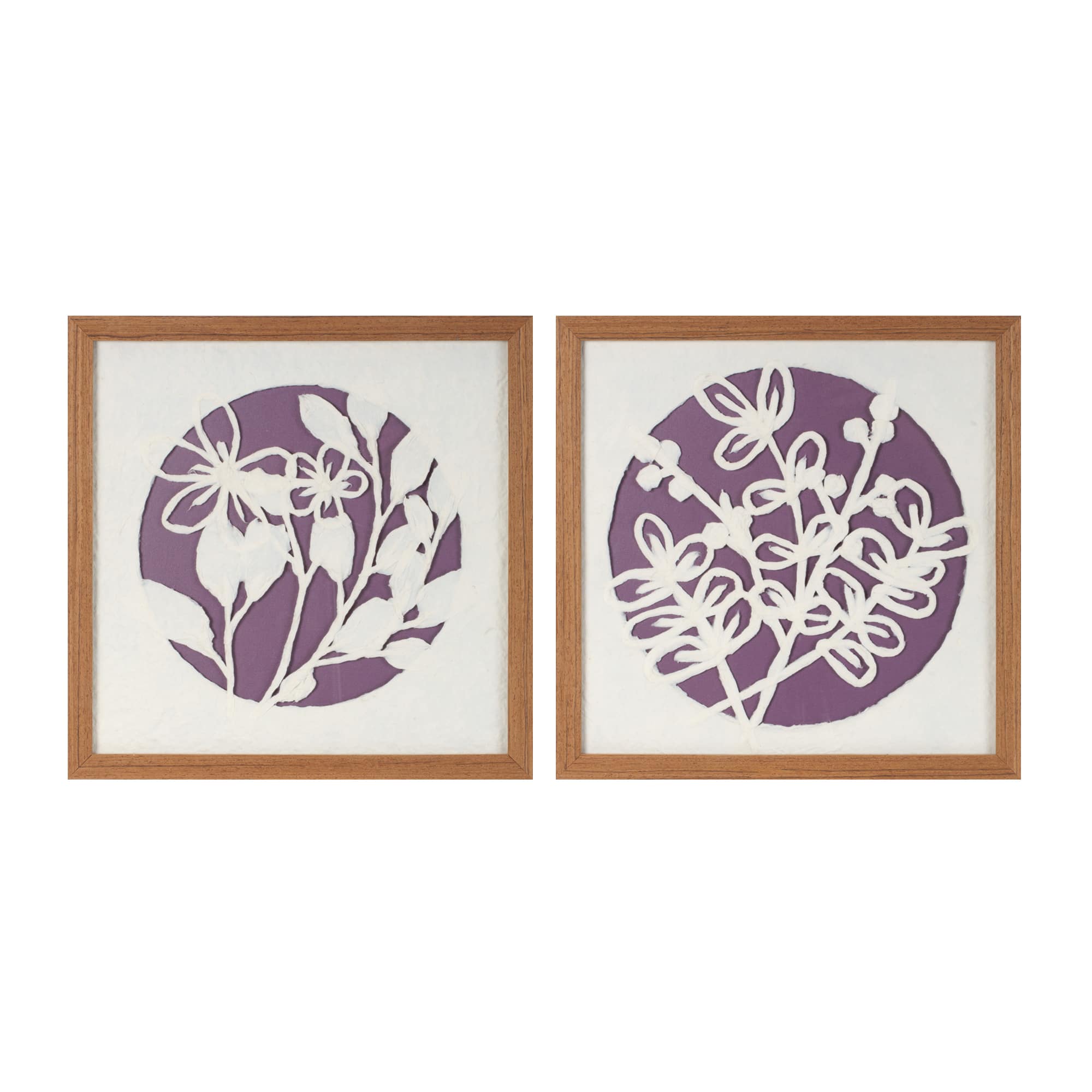 Melrose 14" x 14" Purple Framed Floral Wall Art Set