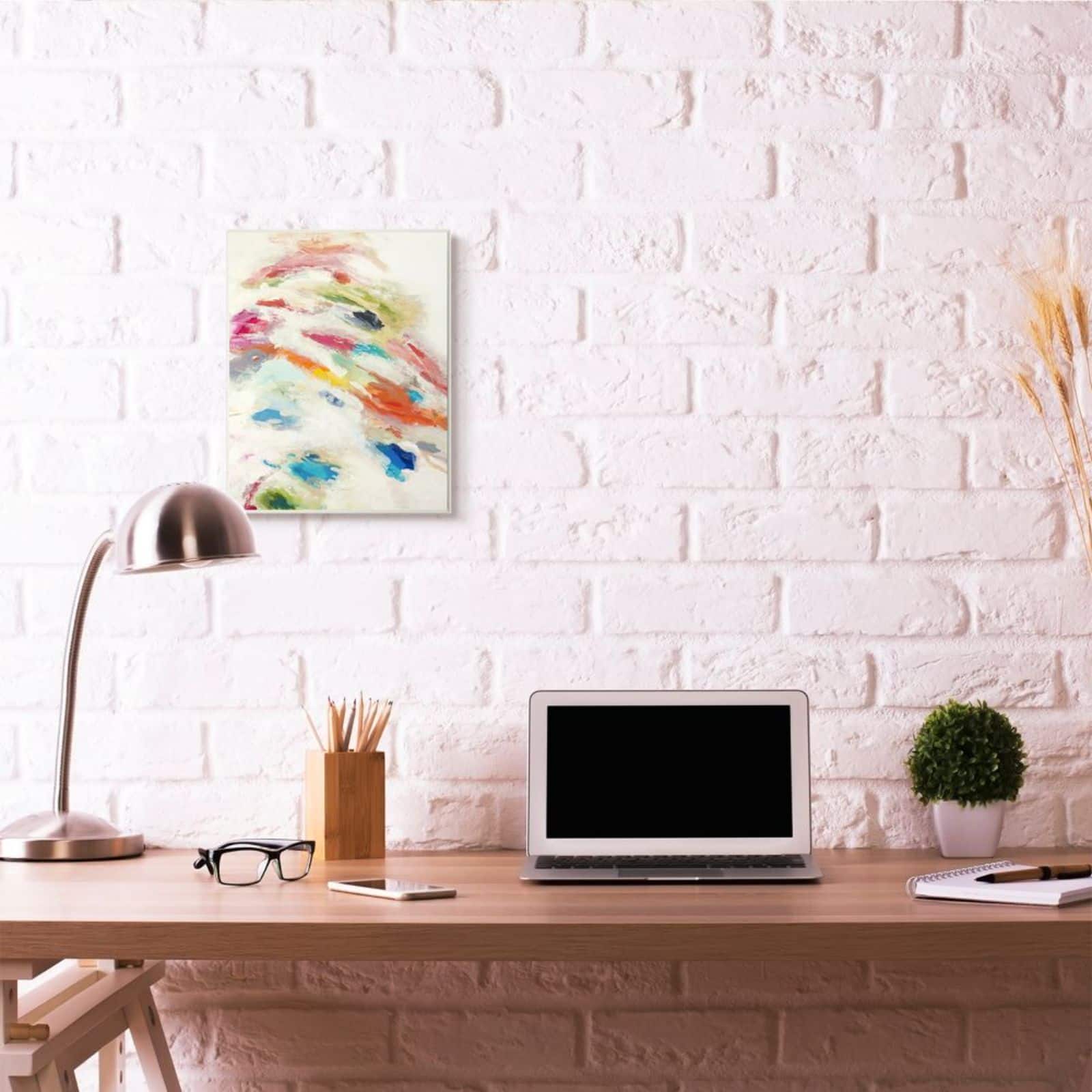 Stupell Industries Abstract Color Movement Textured White Framed Wall Art