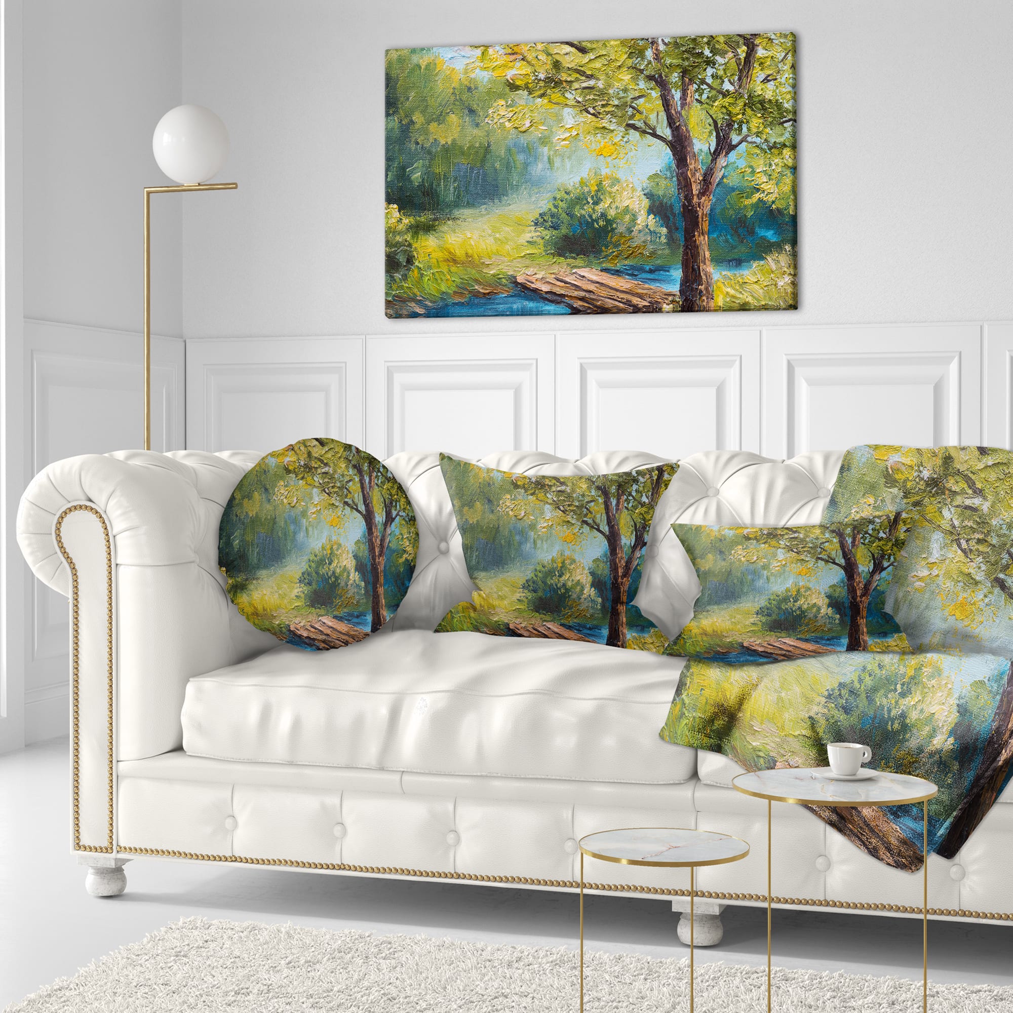 Designart - Summer Forest with Beautiful River - Landscape Art Print Canvas