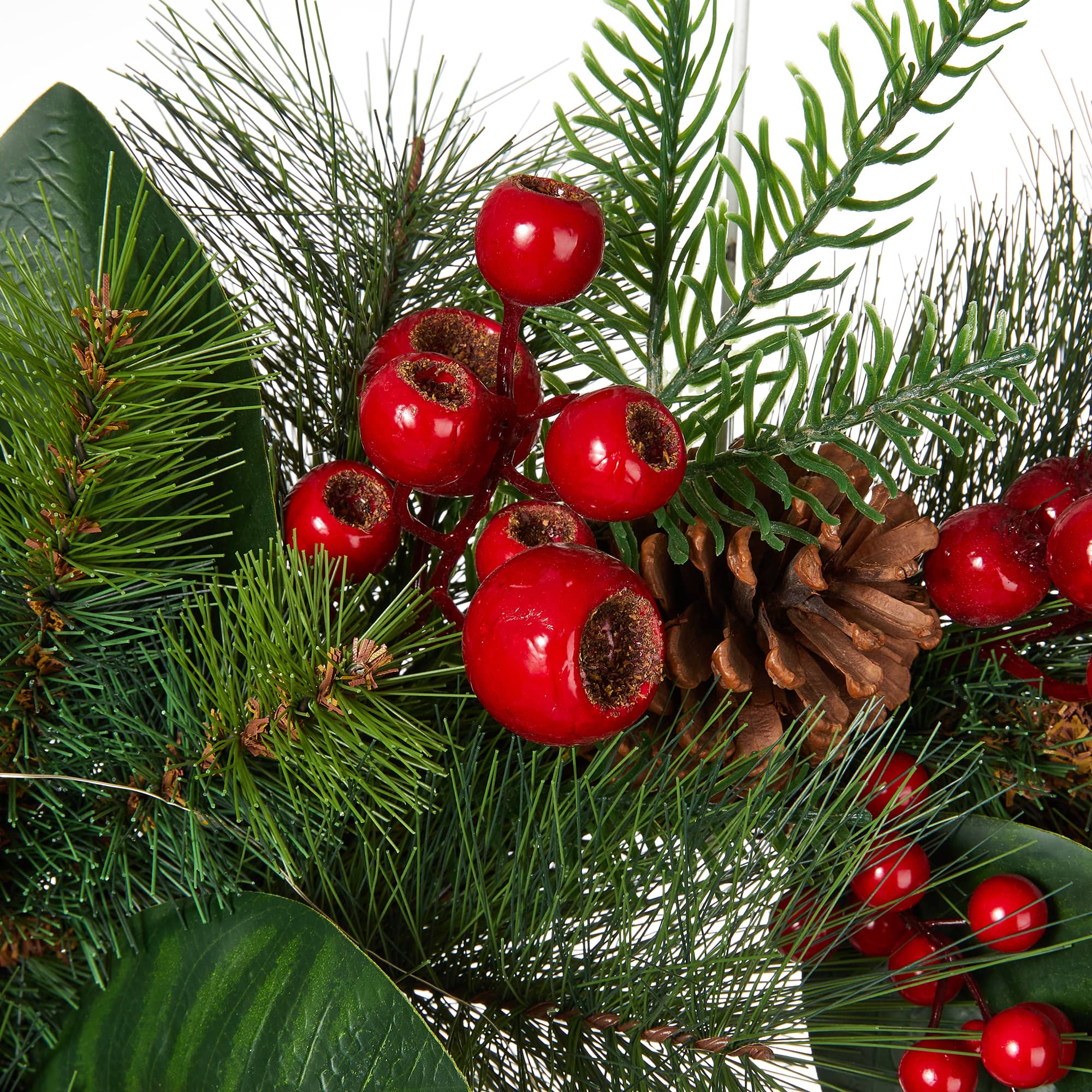 Glitzhome® 24" Pre-Lit Berry, Magnolia Leaf & Pinecone Wreath