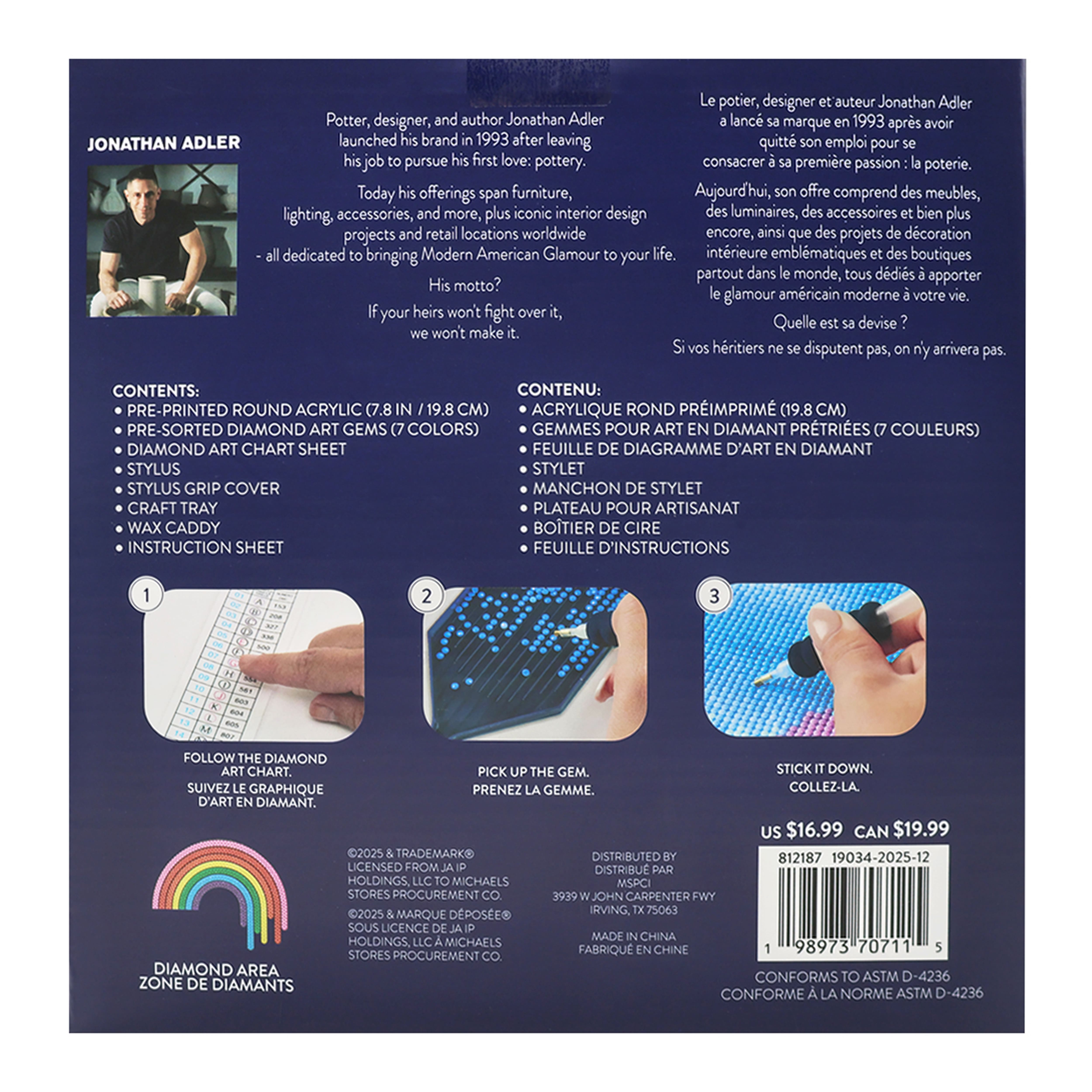 Jonathan Adler x Michaels 7.75" Dripping Rainbow Diamond Art Wall Décor Kit