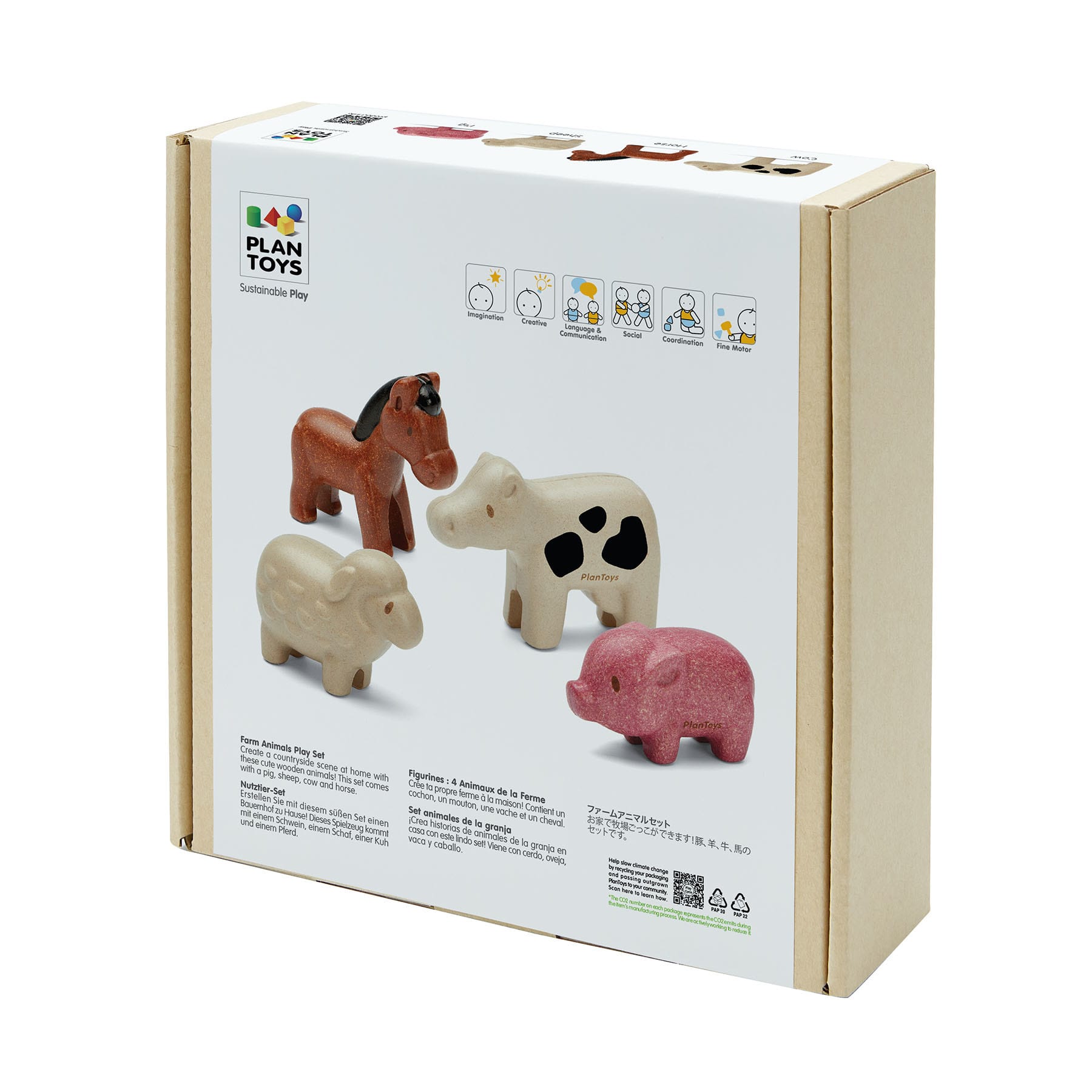 PlanToys Wooden Farm Animals Playset