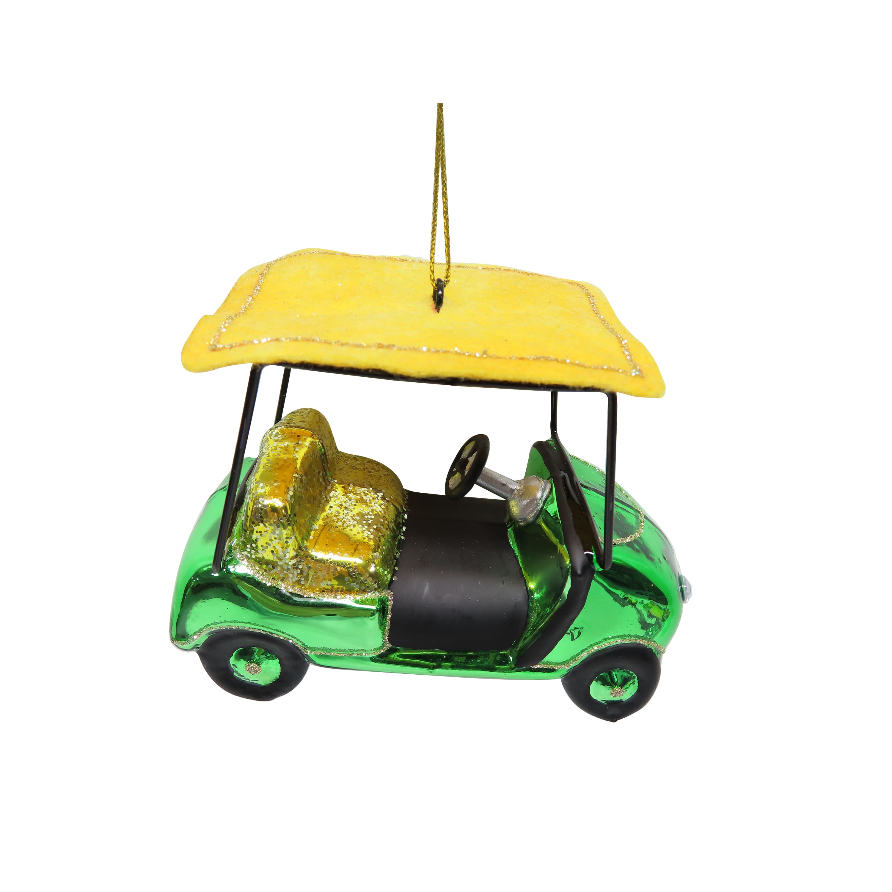 4.25" Green Golf Cart Hand Painted Glass Ornament by Ashland®