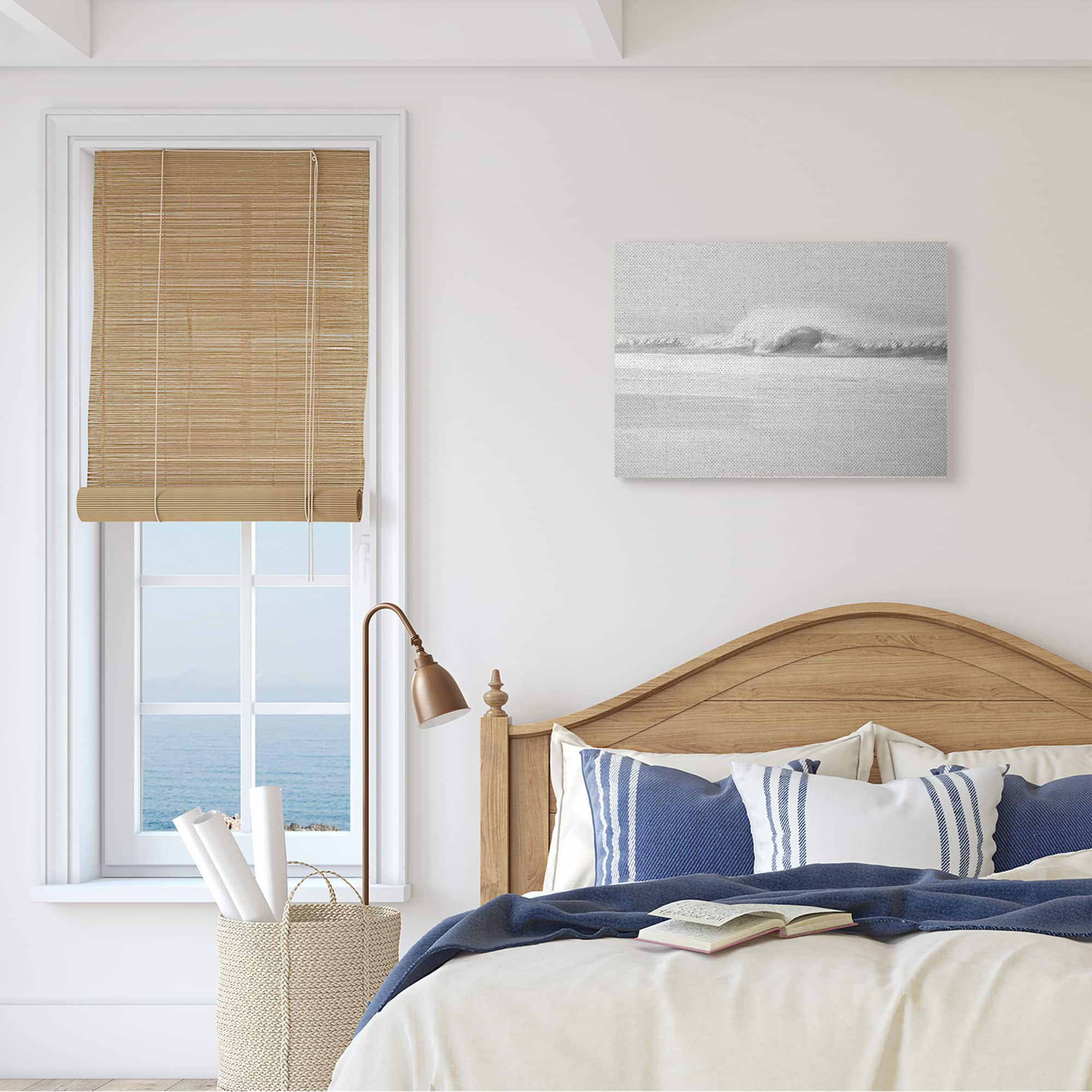 Stupell Industries Waves Crashing onto Beach Black and White Canvas Wall Art