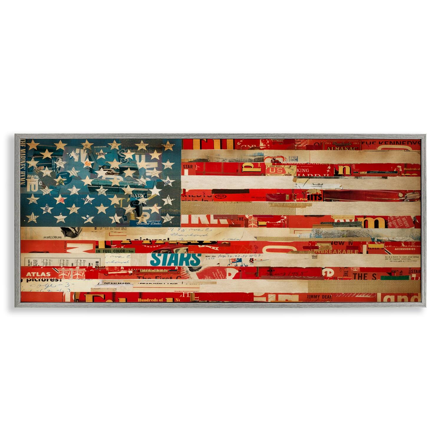 Stupell Industries Patriotic Collaged Flag Framed Giclee Art