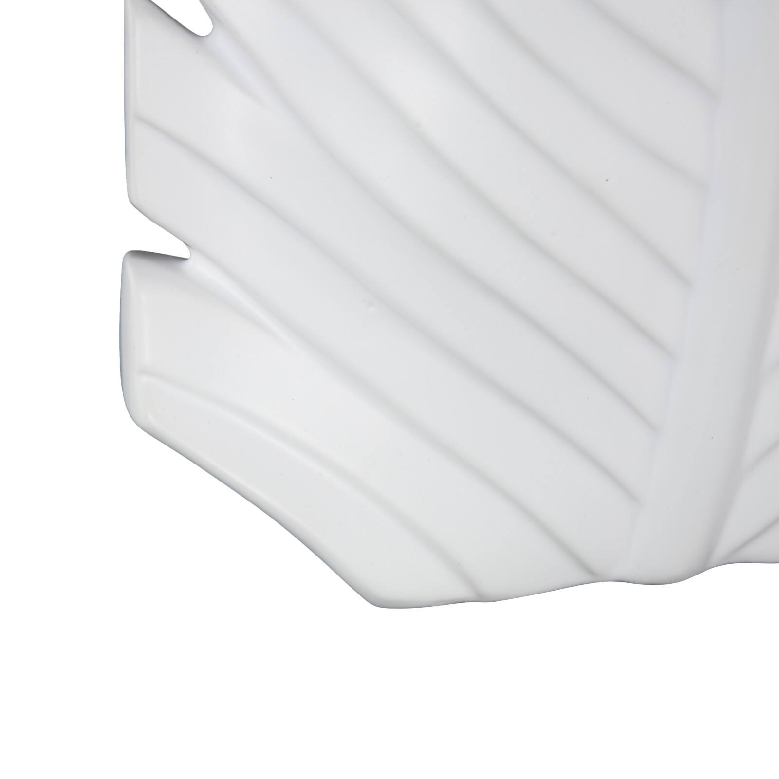 15" White Ceramic Palm Leaf Vase