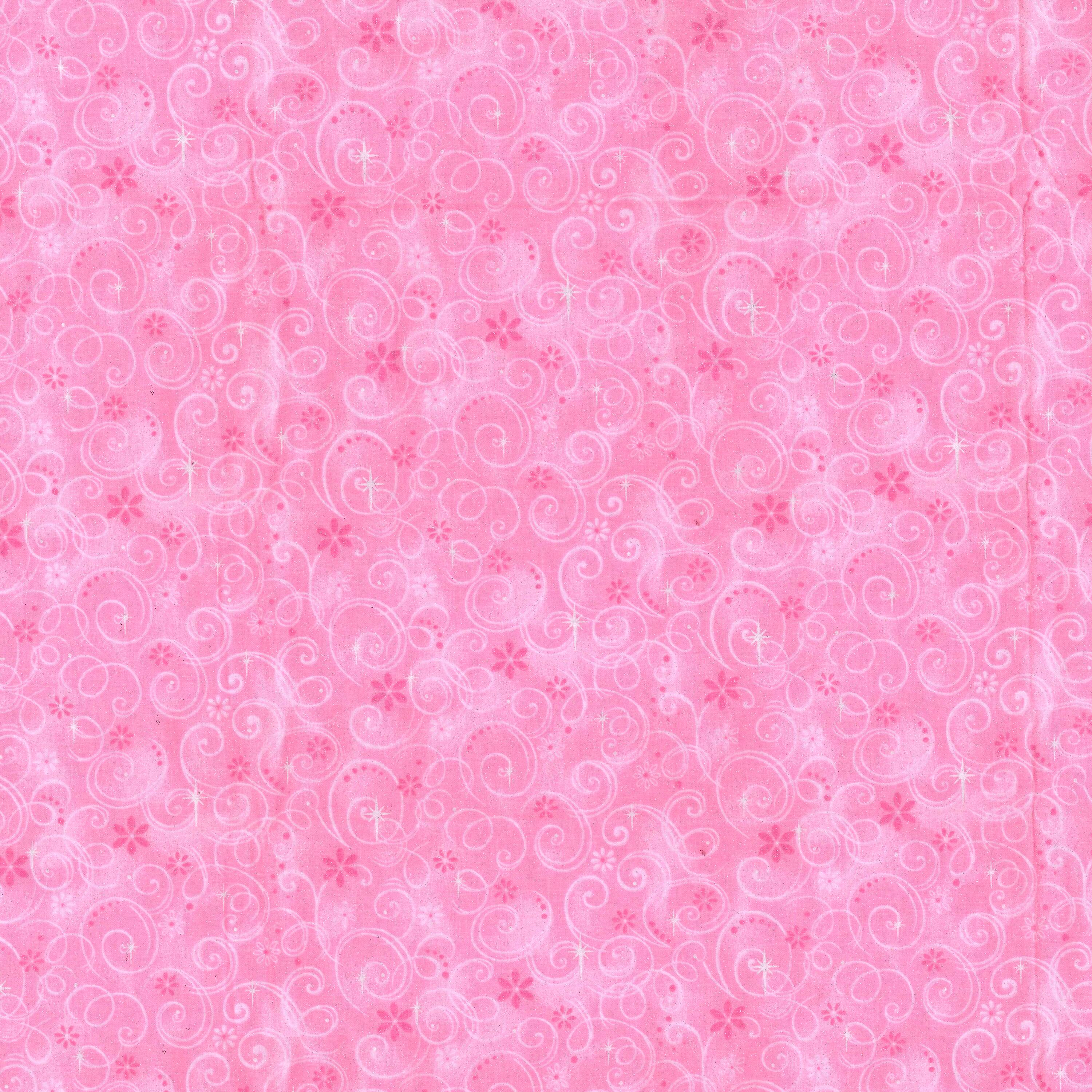 Fabric Traditions Pink Swirls Cotton Fabric