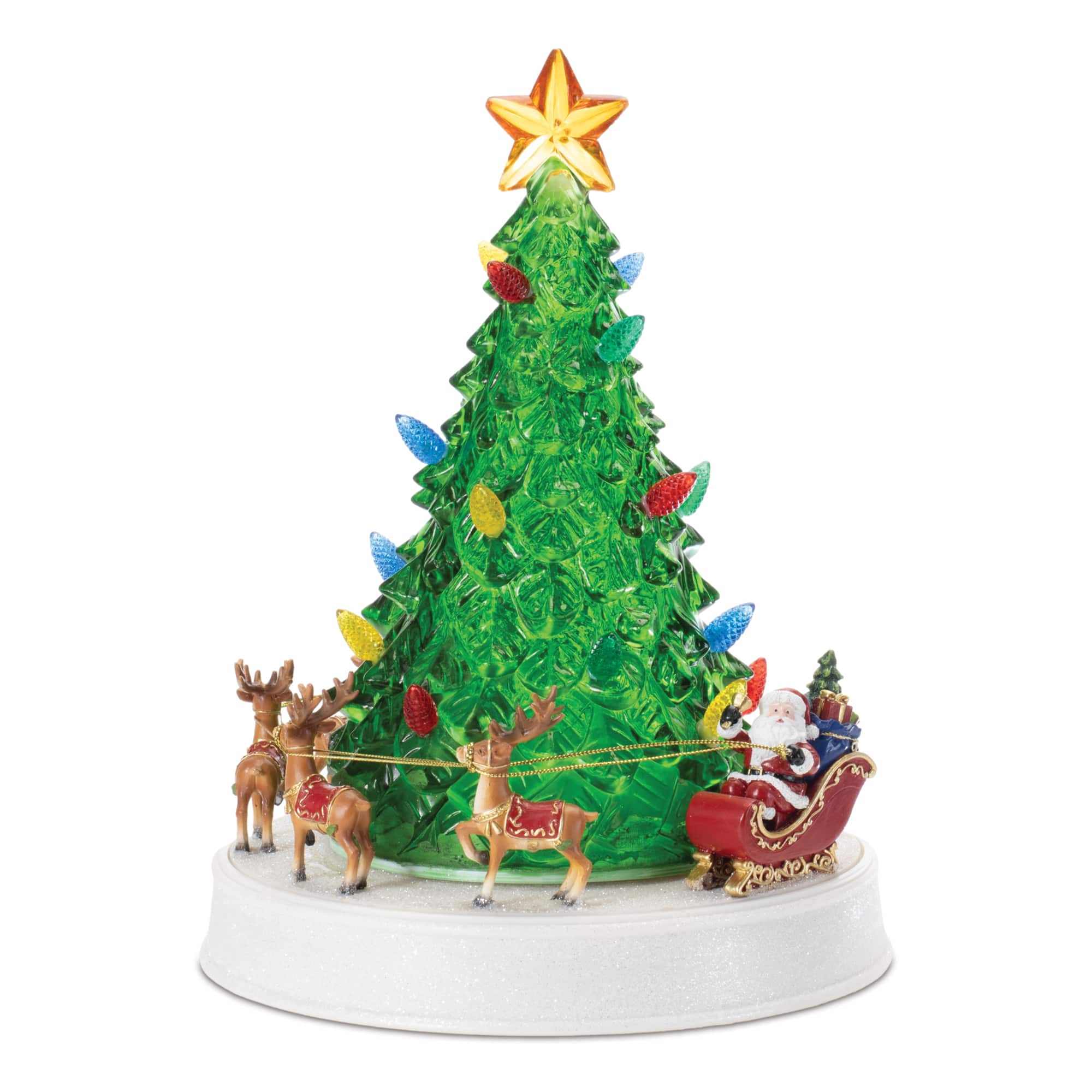 11" LED Rotating Musical Santa's Sleigh Christmas Tree 