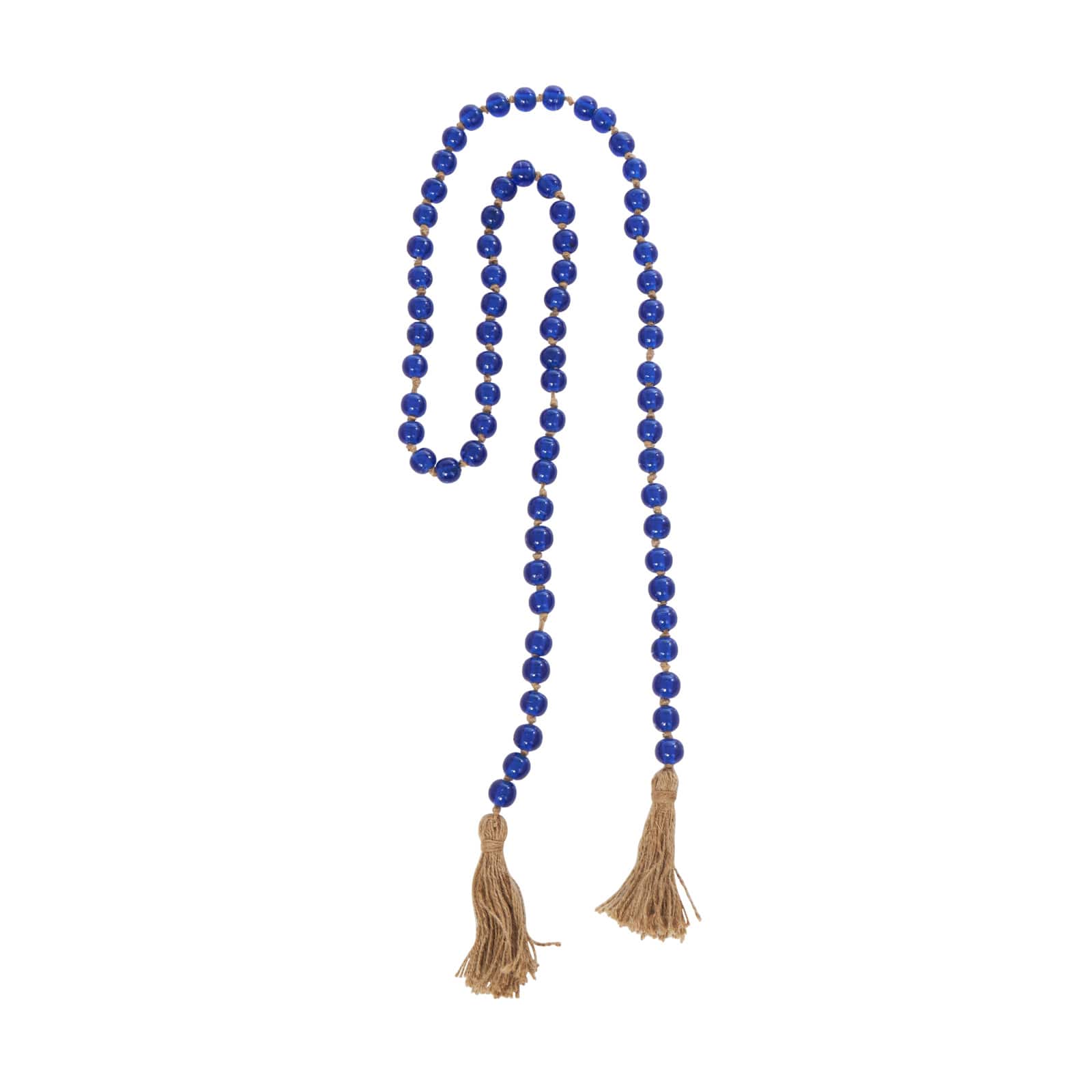 86.5" Handmade Round Glass Beaded Garland with Jute Tassel