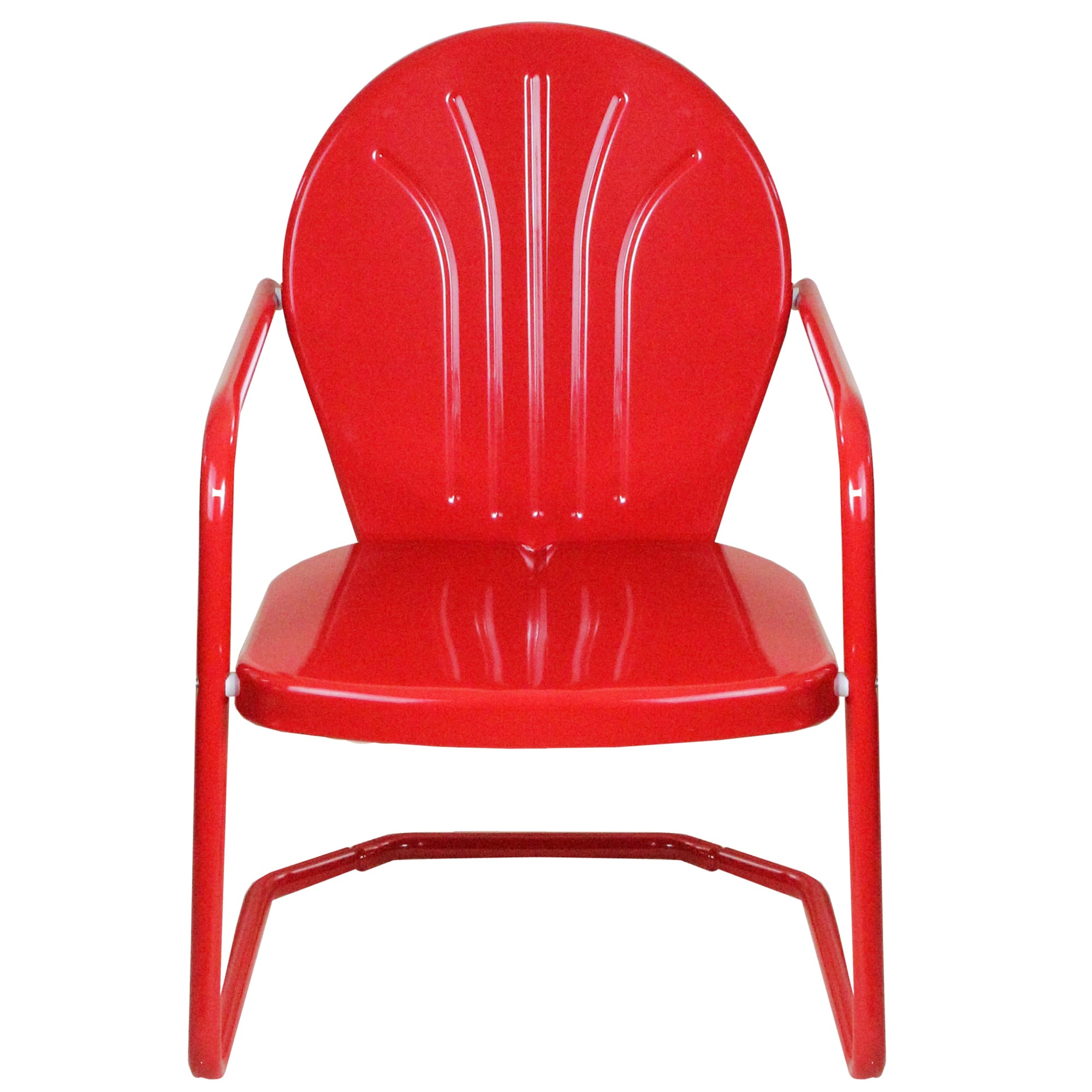 Red Outdoor Retro Metal Tulip Armchair