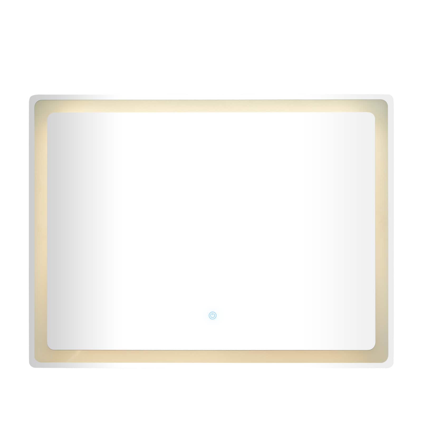 Clear Glass Modern LED Mirror, 39" x 1" x 30"