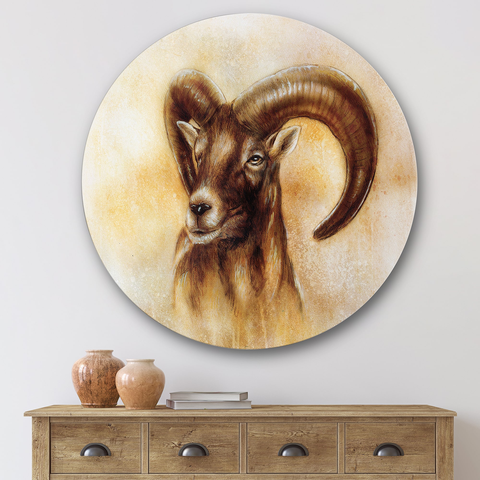Designart - Portrait of Wild Ram With Mighty Horns I