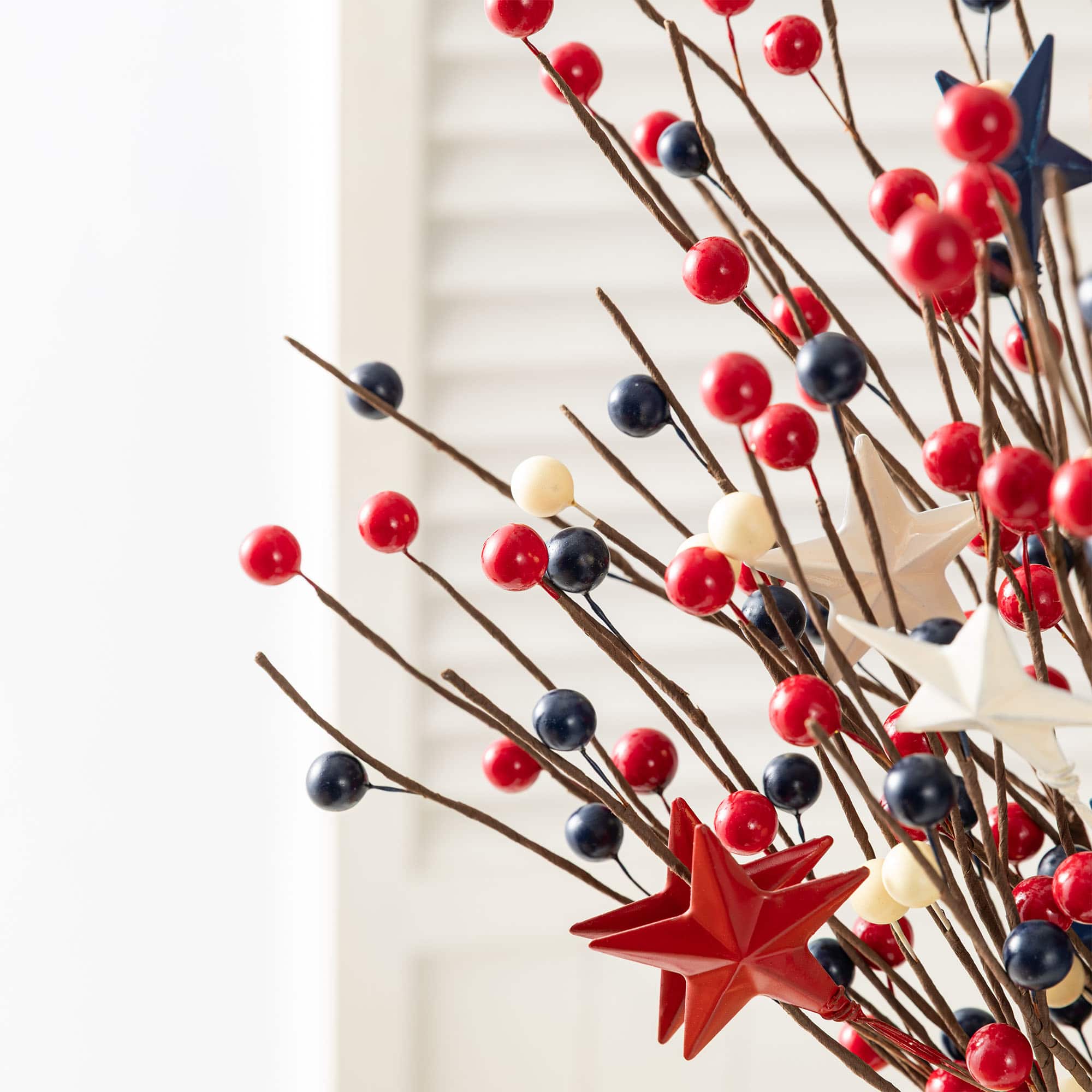 Glitzhome® 28" Set of 2 Patriotic Americana Stars and Berry Garden Picks